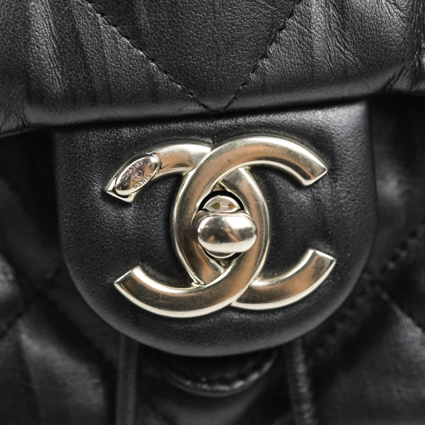 Chanel Ground Control Flap Backpack Quilted Iridescent Dark Grey Aged Calfskin Silver Hardware