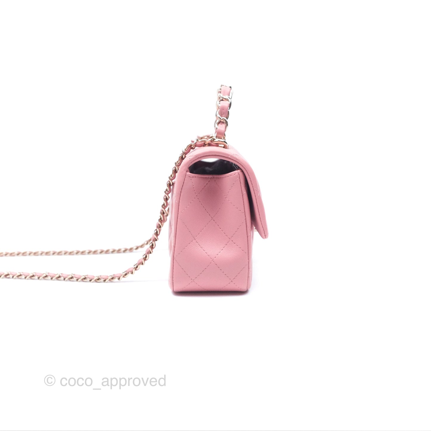 Chanel Top Handle Mini Rectangular Flap Bag Pink Lambskin Gold Hardware