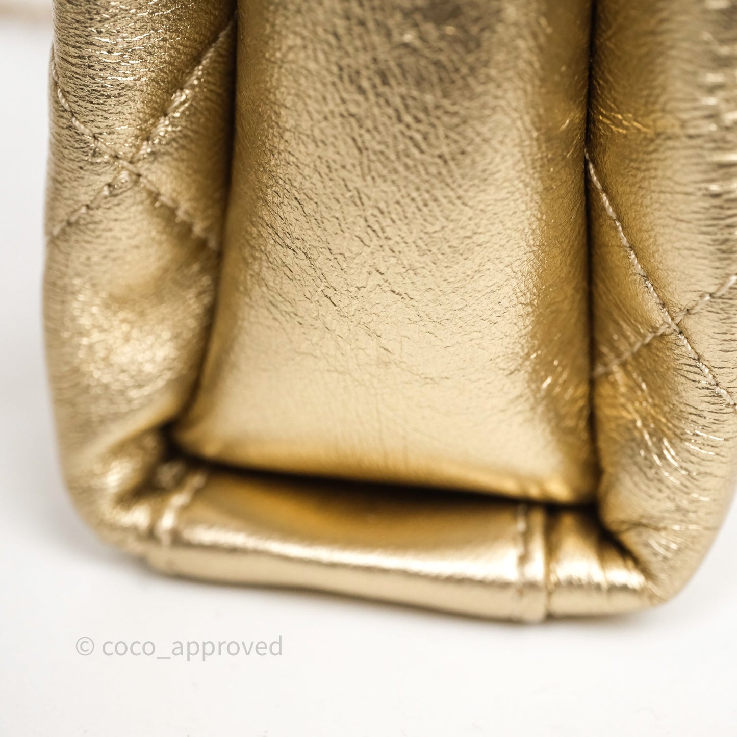 Chanel Mini Crystal Logo Handle Flap Bag Metallic Gold Lambskin 22S