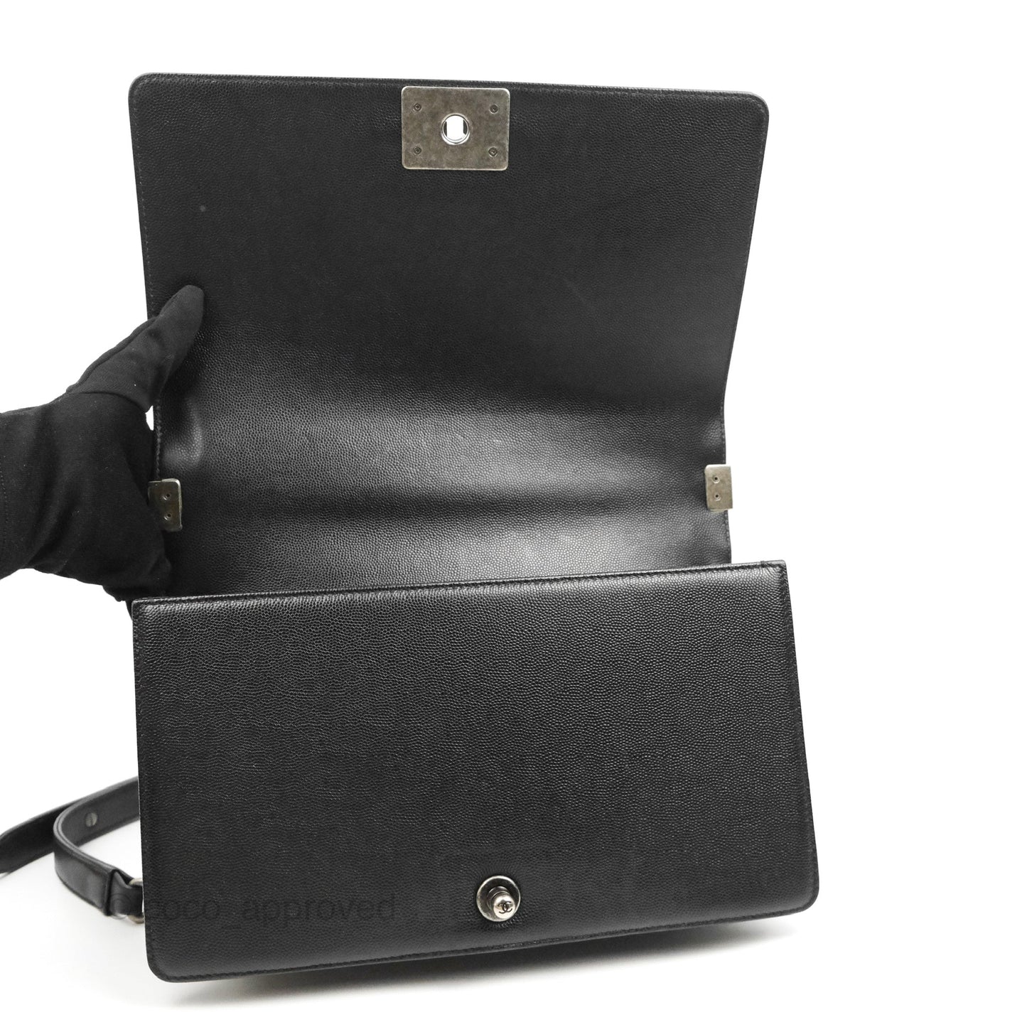 Chanel Quilted New Medium Boy Black Caviar Ruthenium Hardware
