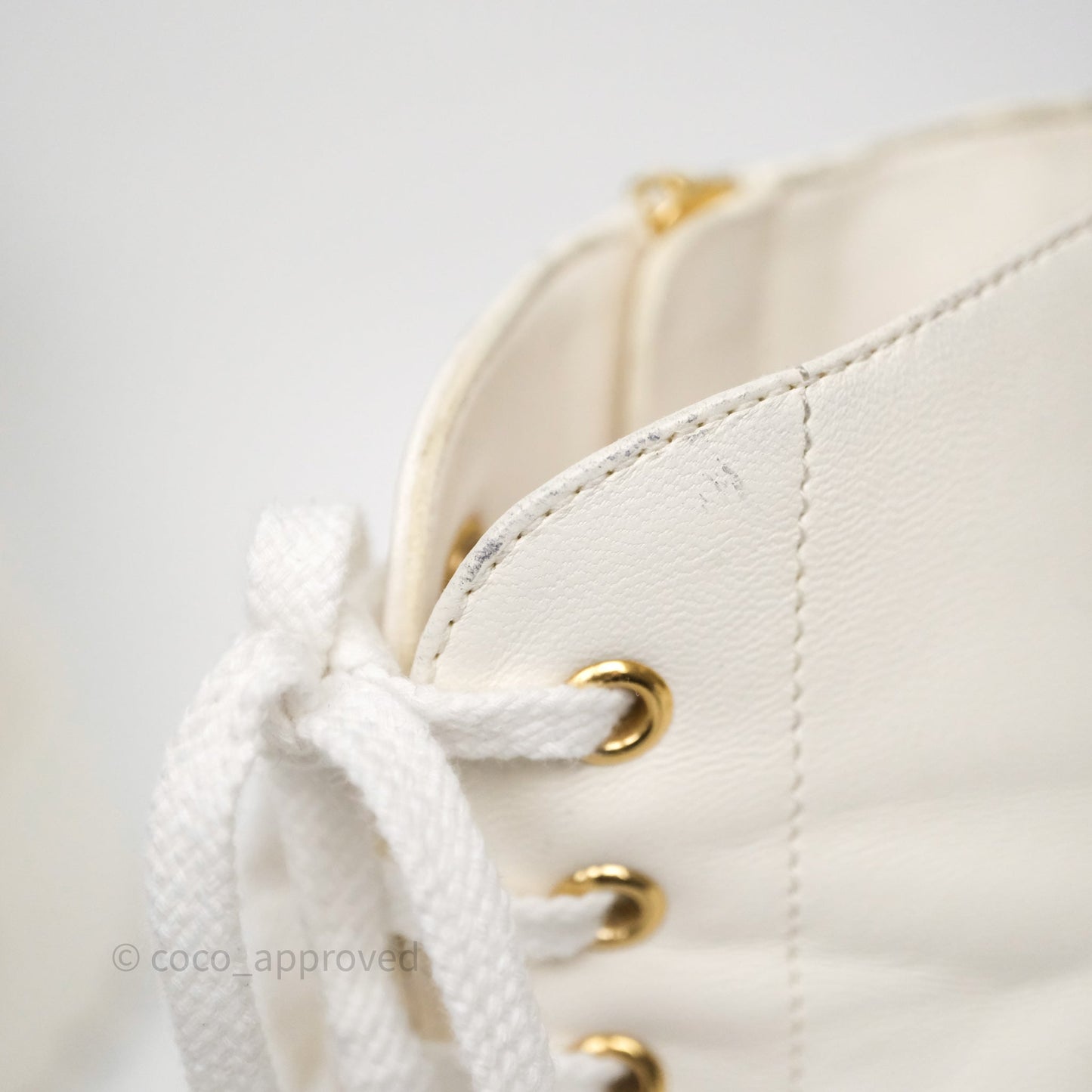 Chanel Logo Wedge Combat Boots White Size 38.5