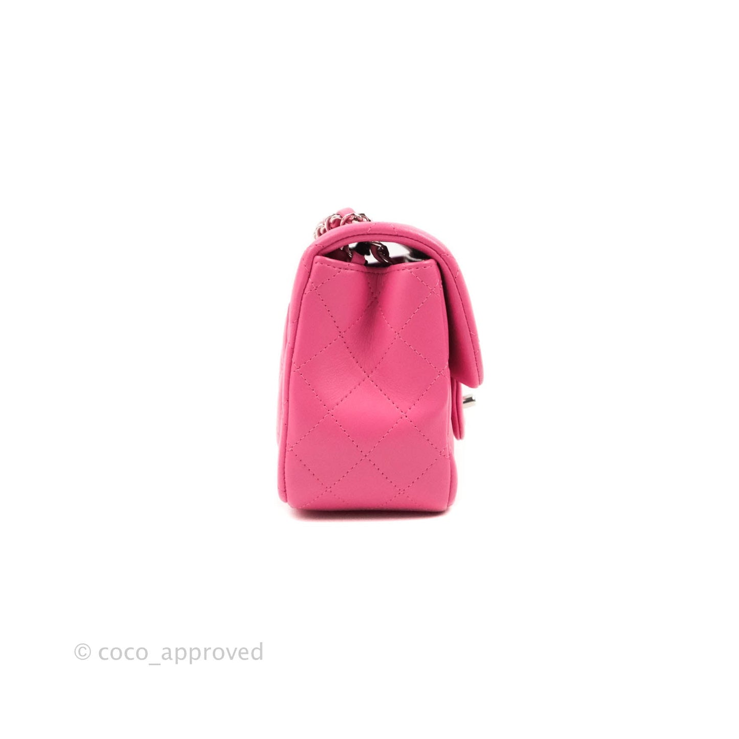 Chanel Classic Quilted Mini Square Flap Pink Lambskin Silver Hardware 19C