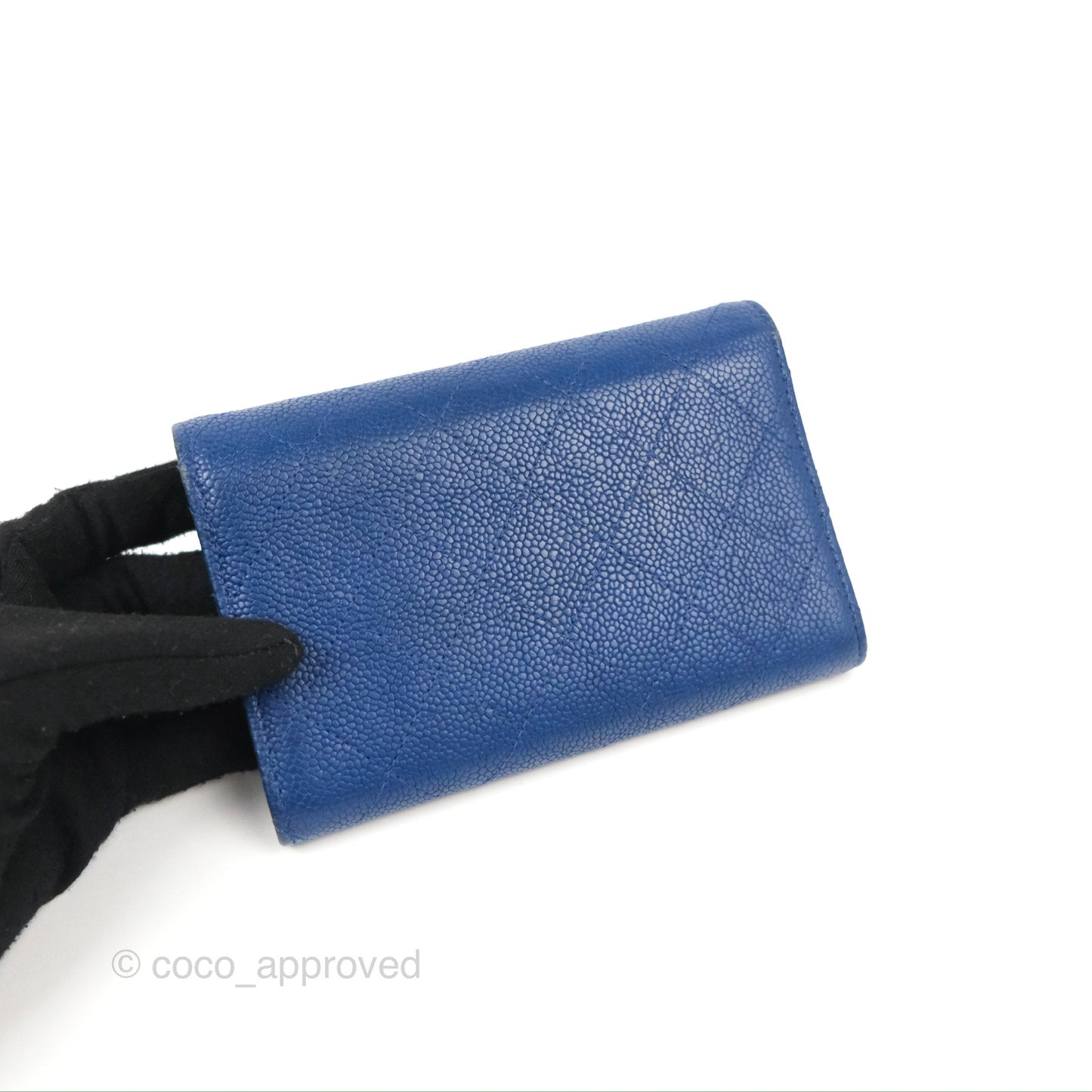 Chanel Quilted Medium Flap Wallet Blue Caviar Gold Hardware