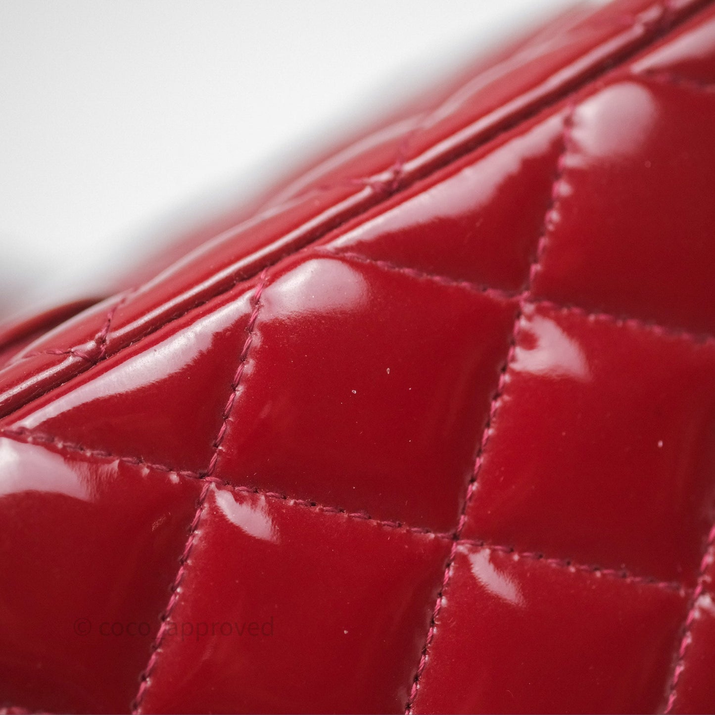 Chanel Quilted Mini Rectangular Flap Red Patent Silver Hardware