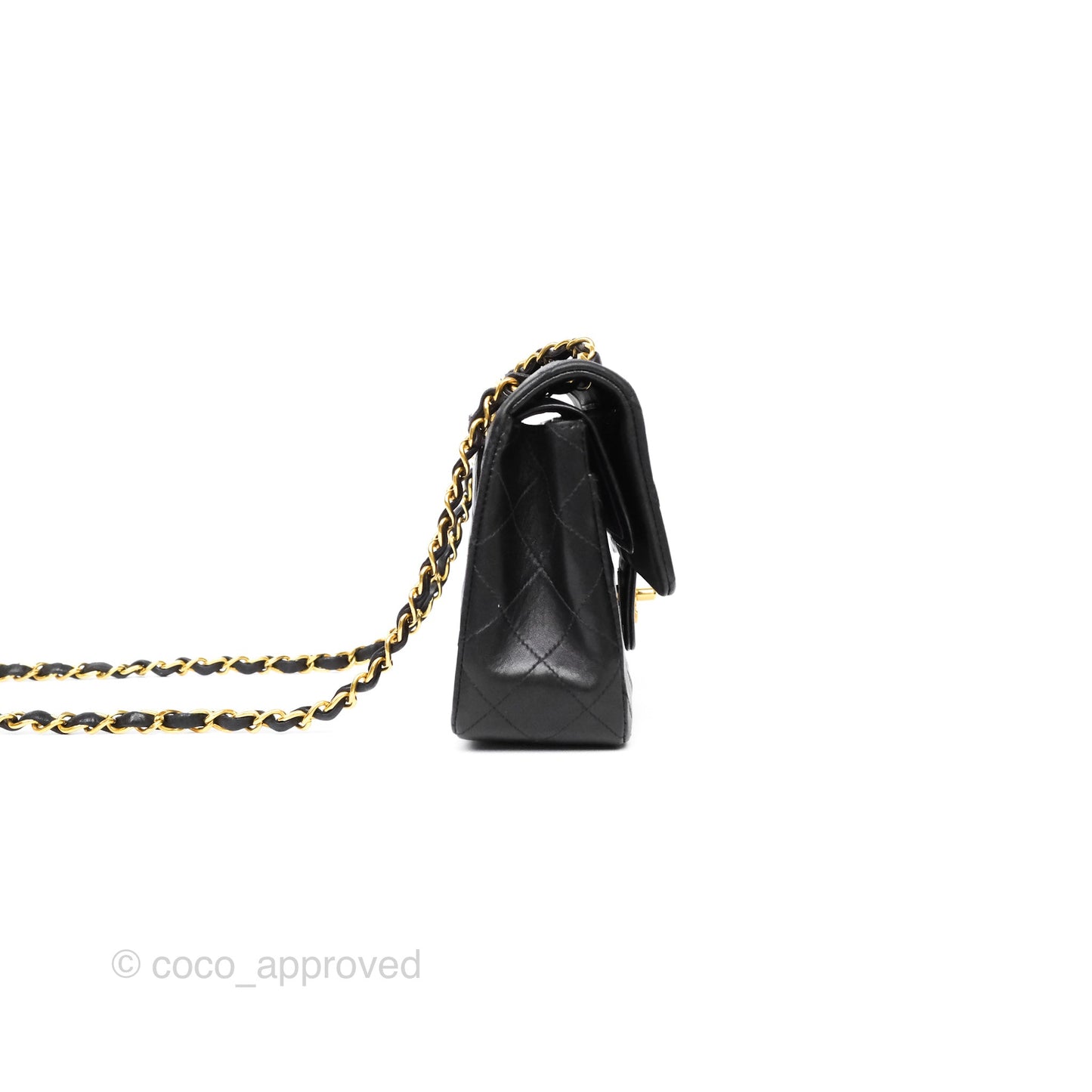 Chanel Vintage Small Classic Flap Black Lambskin 24K Gold Hardware