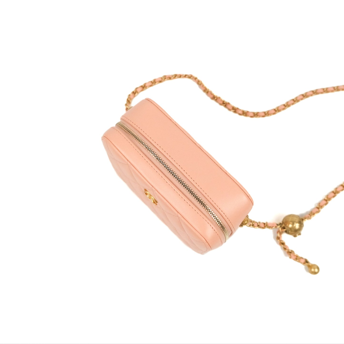 Chanel Mini Pearl Crush Quilted Camera Case Orange Blair Lambskin Aged Gold Hardware