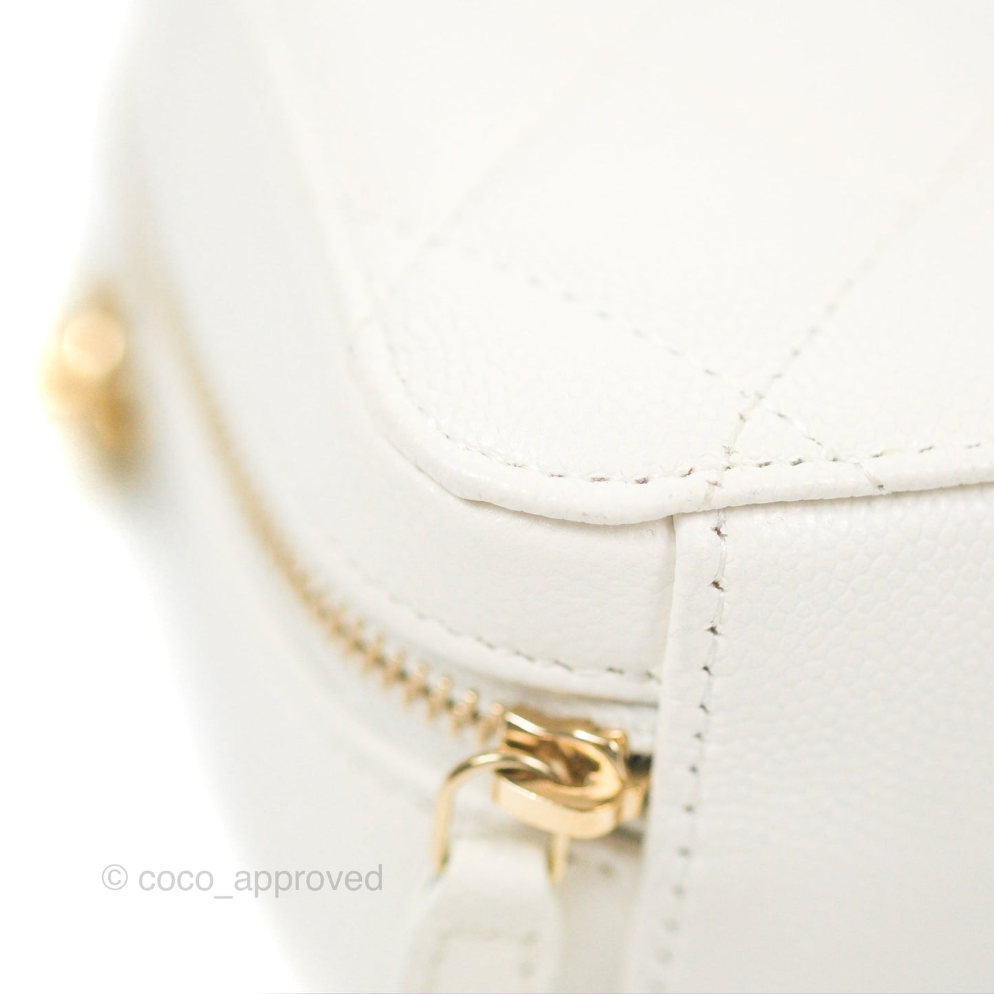 Chanel Mini Quilted Camera Case White Caviar Gold Hardware