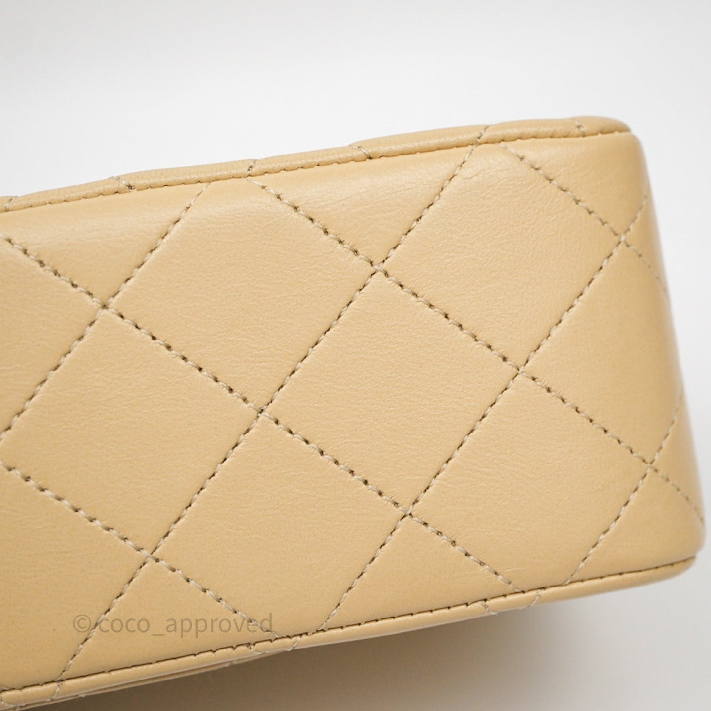 Chanel Vintage Small Classic Flap Beige Lambskin 24K Gold Hardware