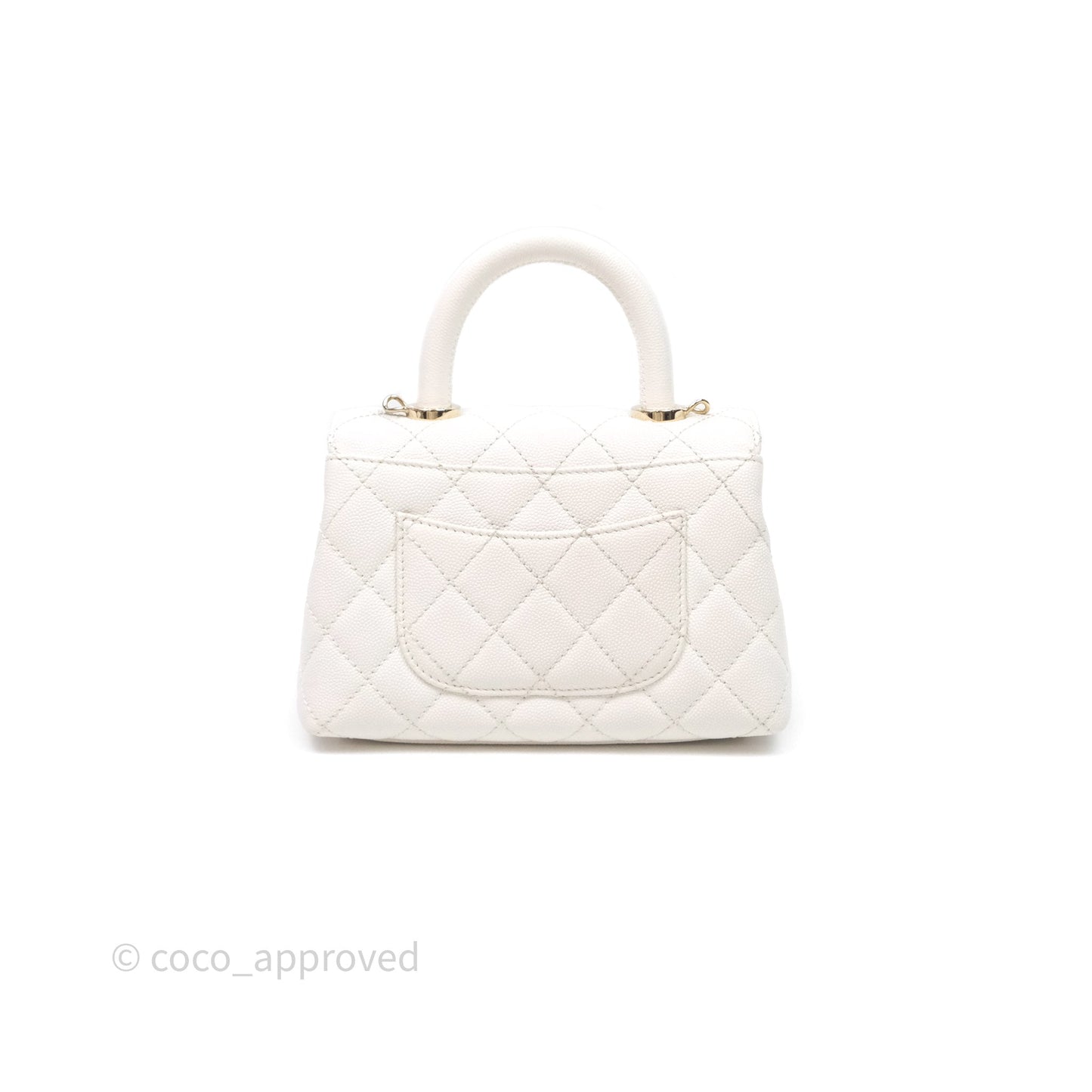 Chanel Mini Coco Handle Quilted White Caviar Gold Hardware