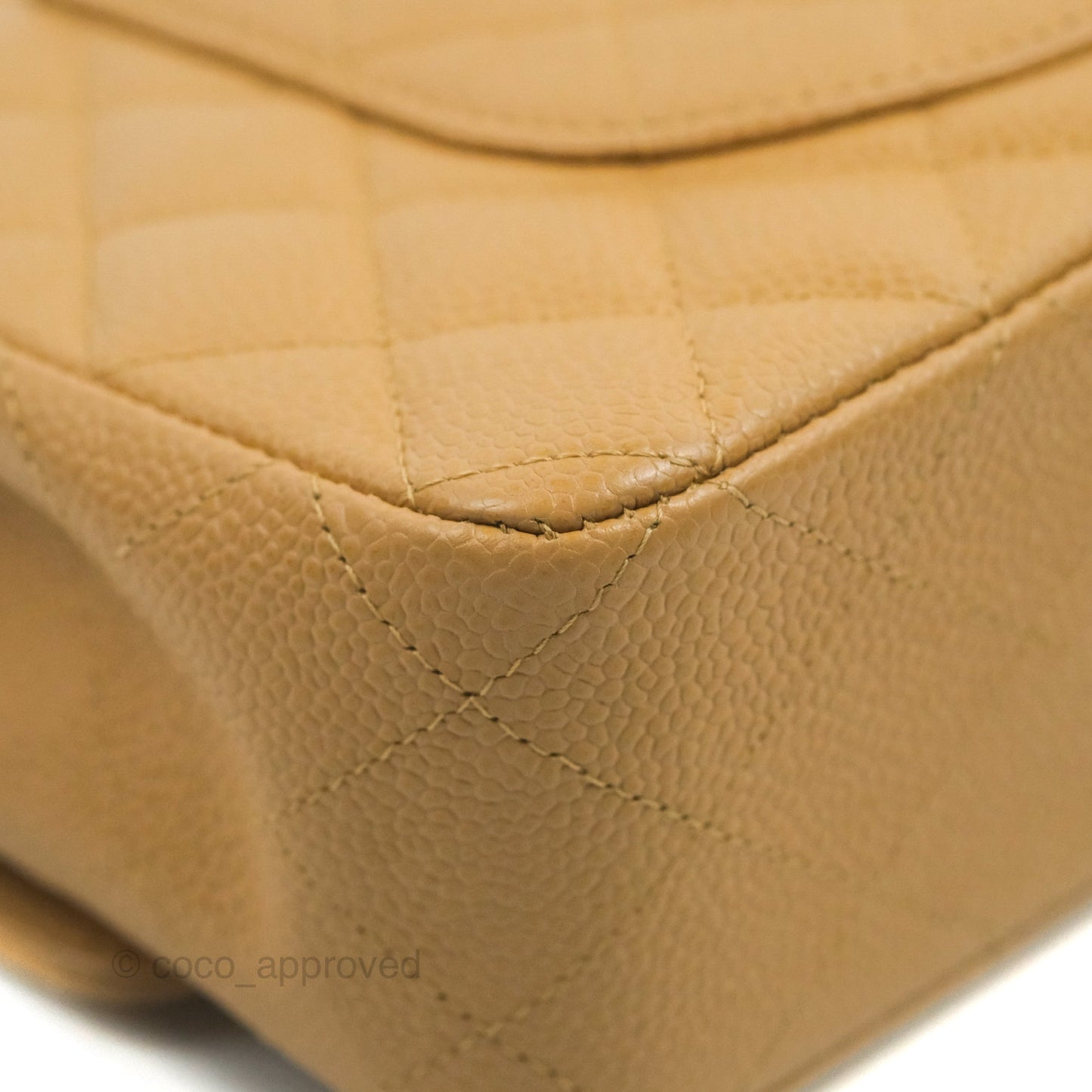 Chanel Quilted M/L Medium Flap Vintage Dark Beige Caviar 24K Gold Hardware
