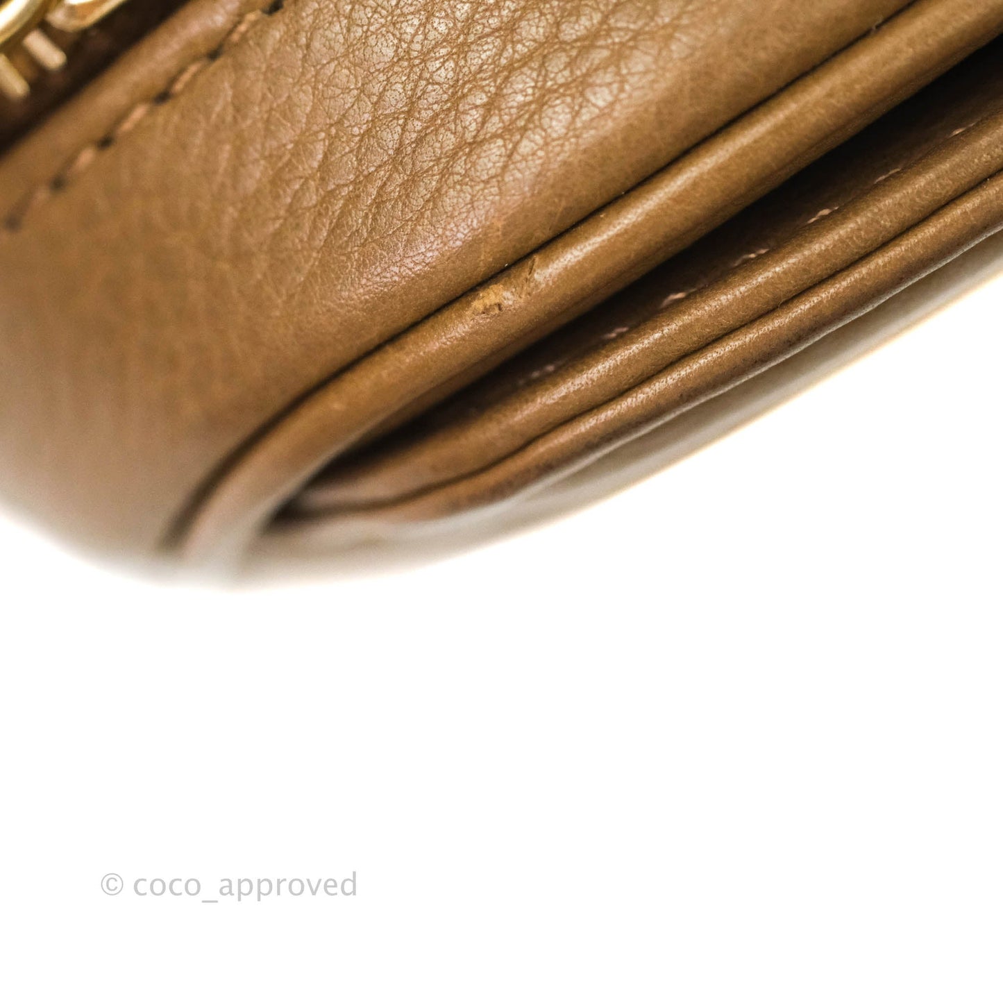 Chanel Small CC Quilted Vanity Case Brown Beige Calfskin Aged Gold Hardware