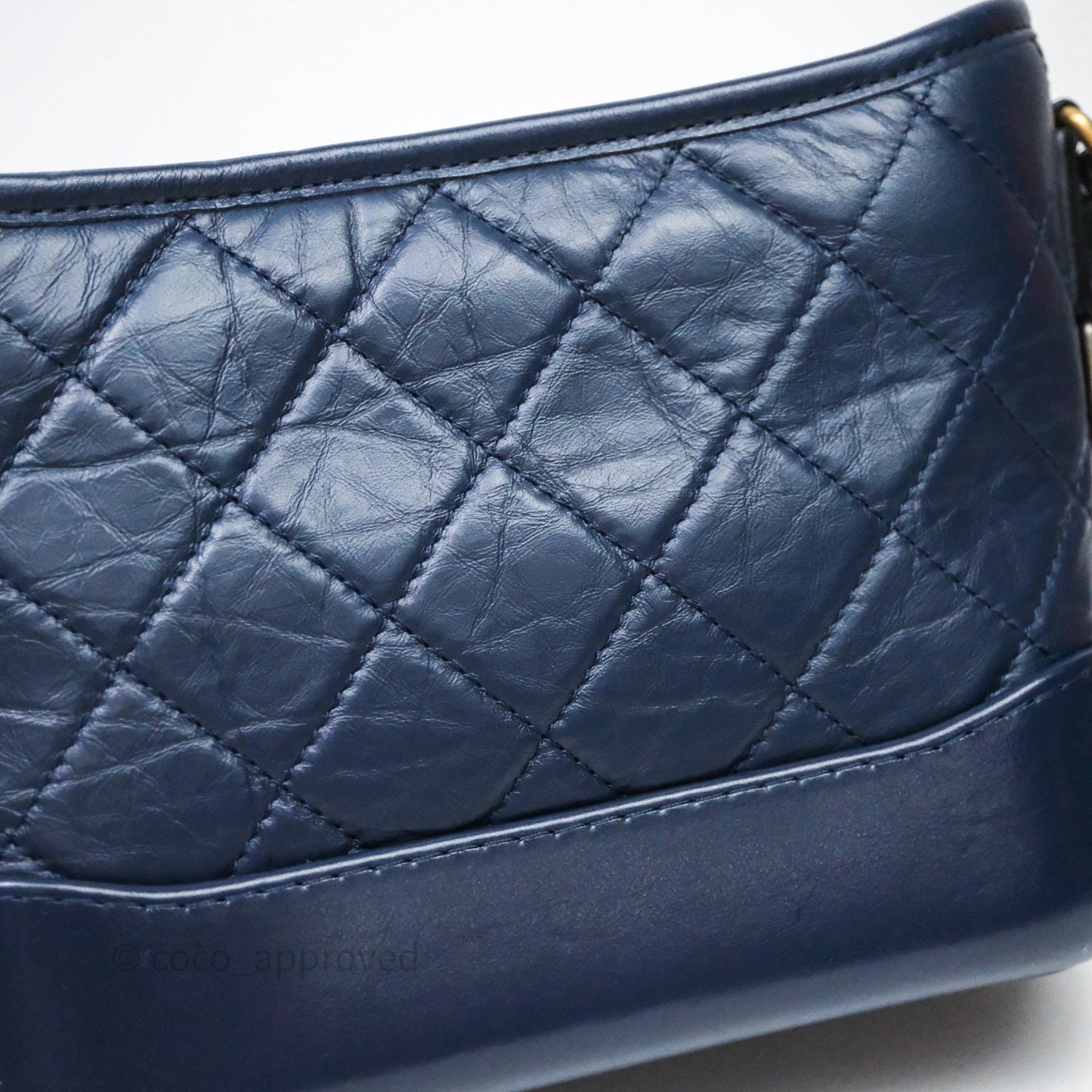Chanel Quilted Small Gabrielle Hobo Navy Aged Calfskin Mixed Hardware