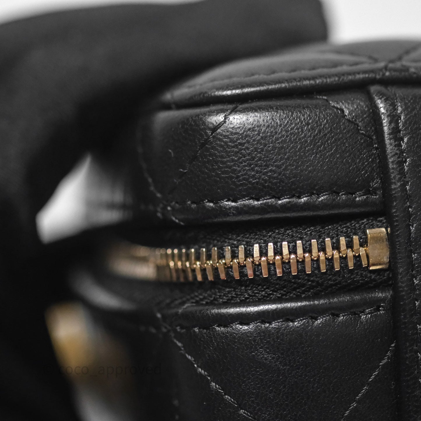 Chanel Top Handle Vanity Case Black Lambskin Aged Gold Hardware 22A