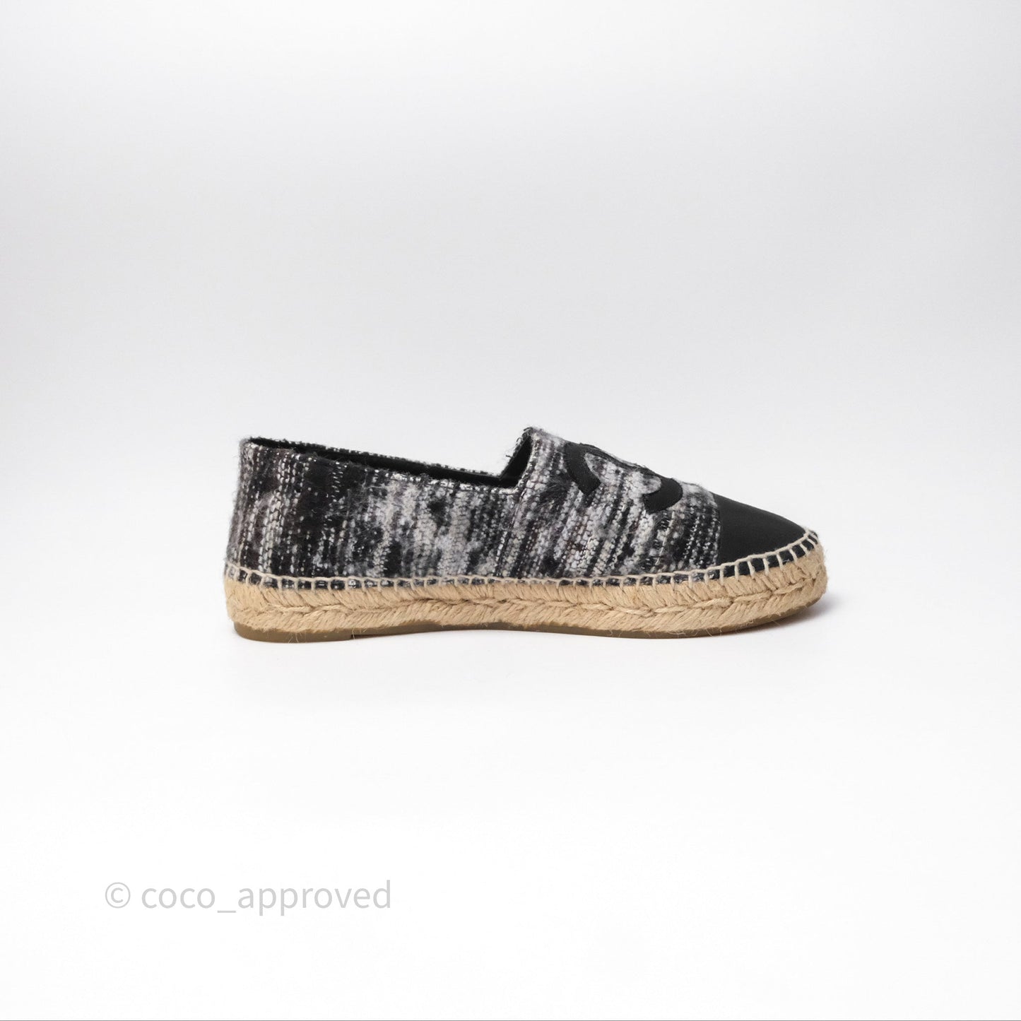 Chanel Espadrille Black Tweed Size 38
