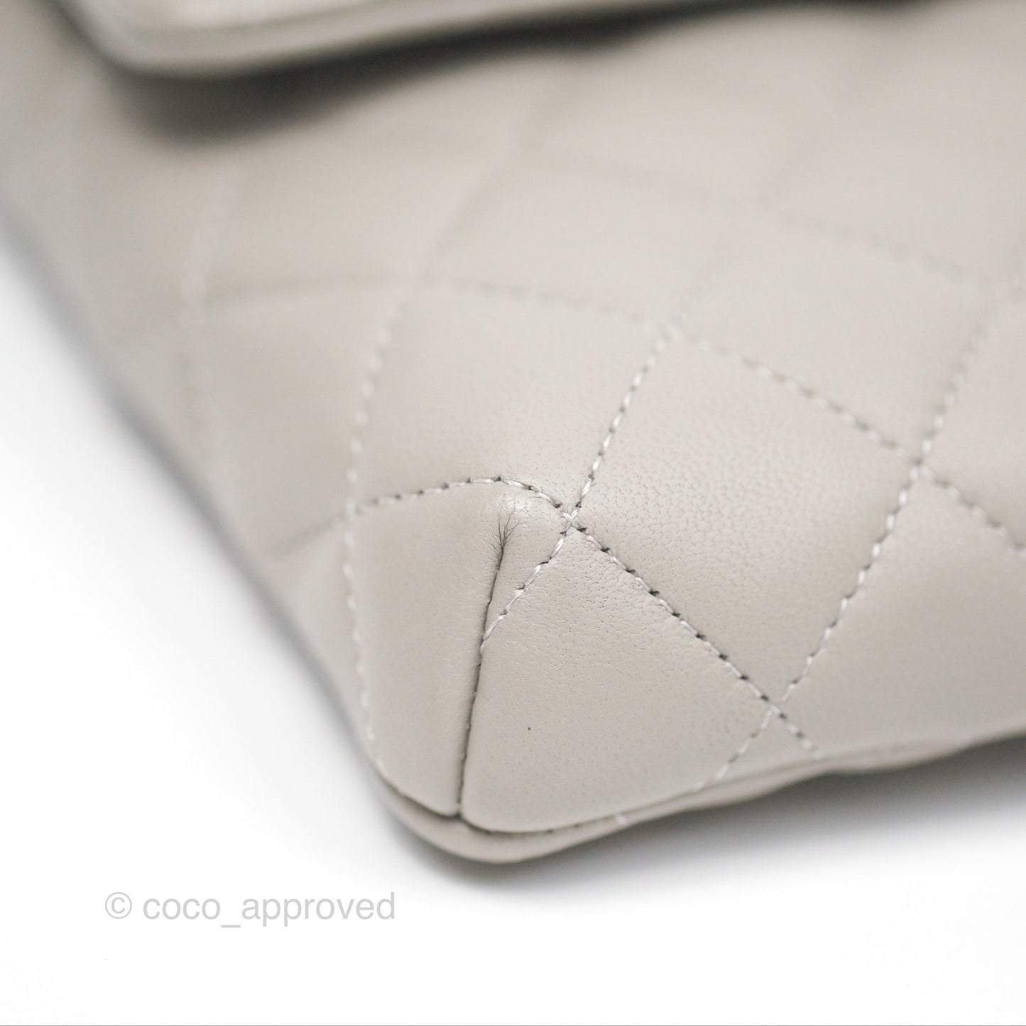 Chanel Classic Flap Clutch Quilted Light Grey Lambskin Silver Hardware