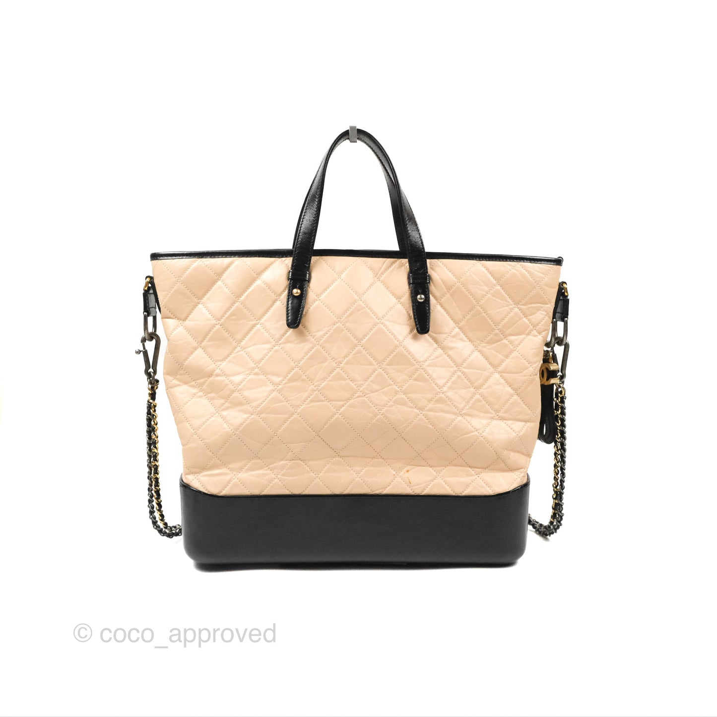 Chanel Large Gabrielle Shopping Tote Quilted Beige Aged Calfskin