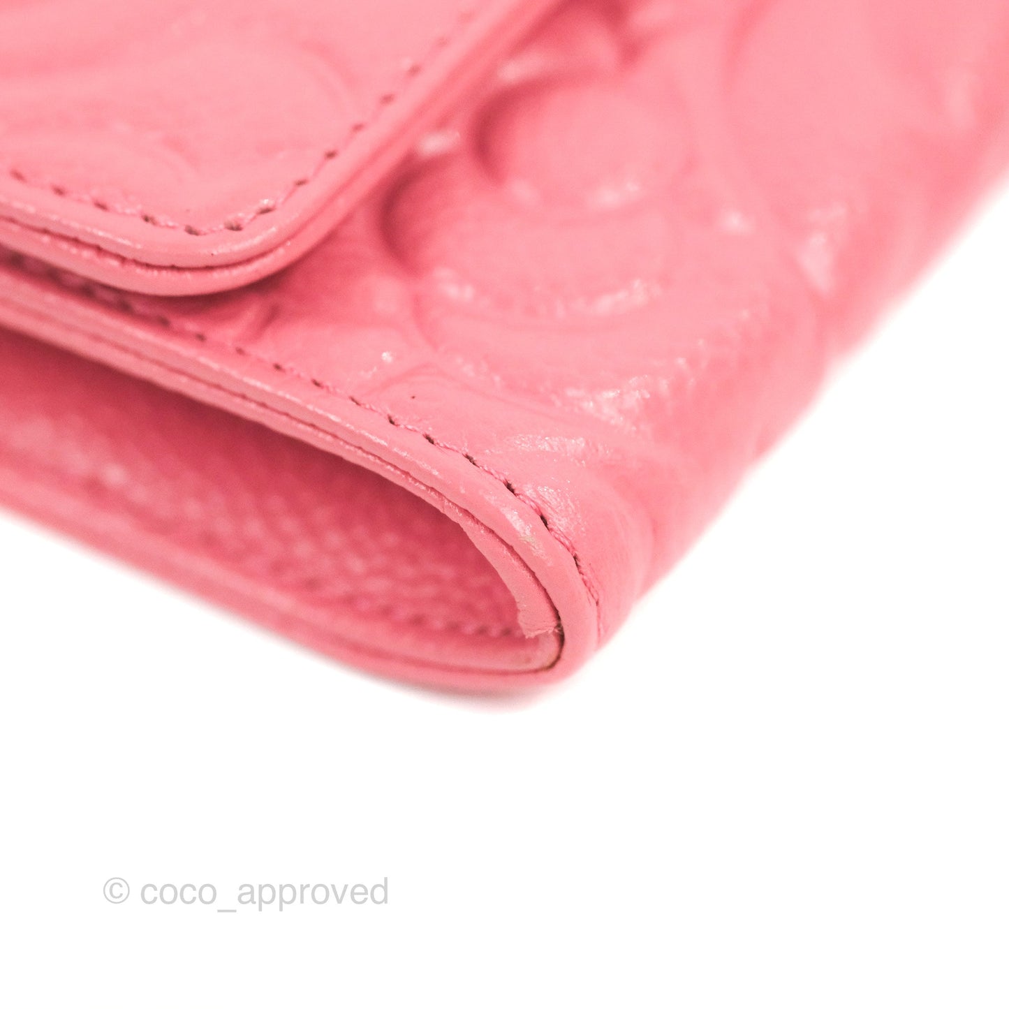 Chanel Camellia Card Holder Pink Caviar Gold Hardware