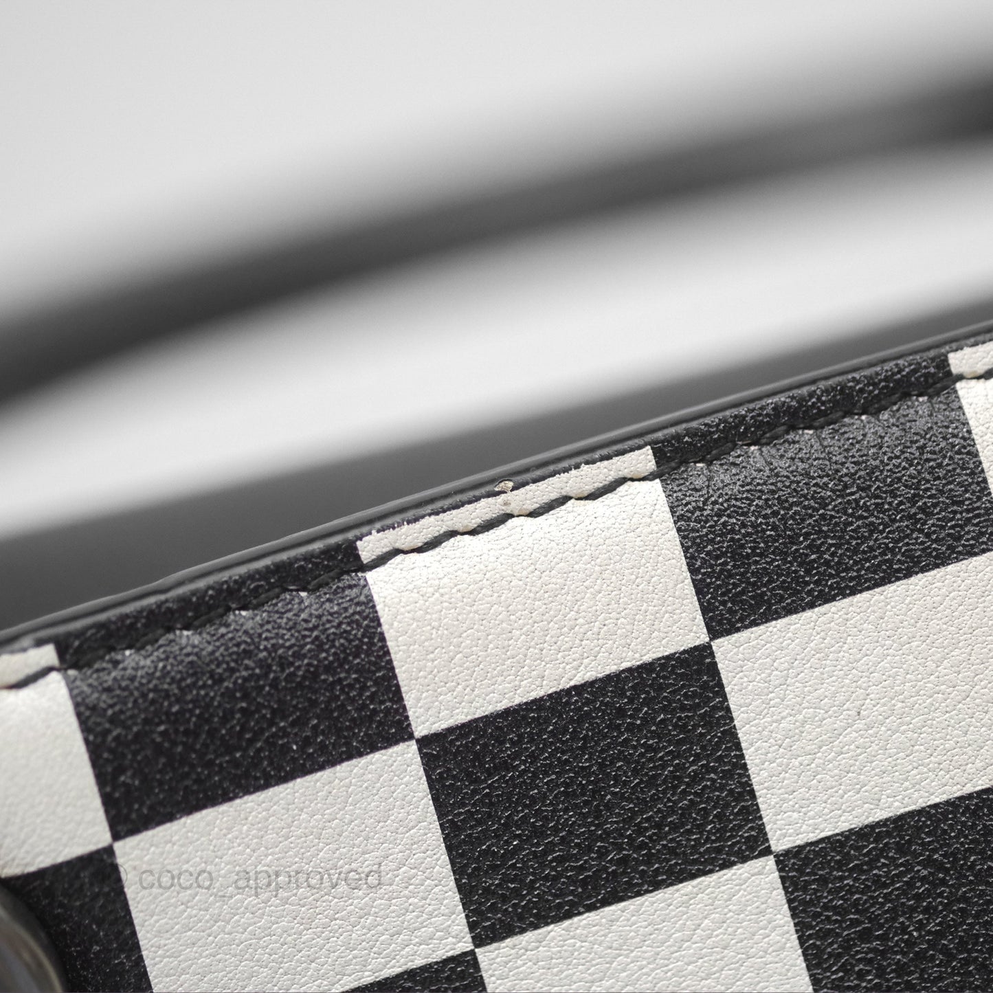 Christian Dior Medium Lady Dior Checkered Black/ White Calfskin