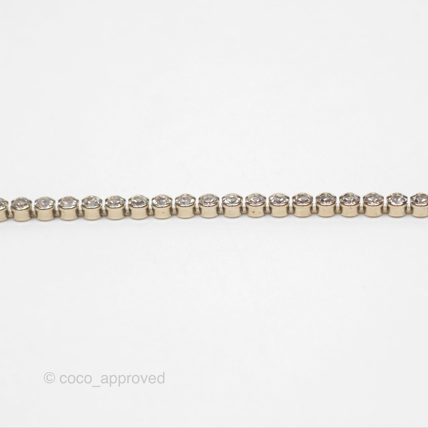 Chanel CC Crystal Chain Choker Necklace Gold Tone 21S