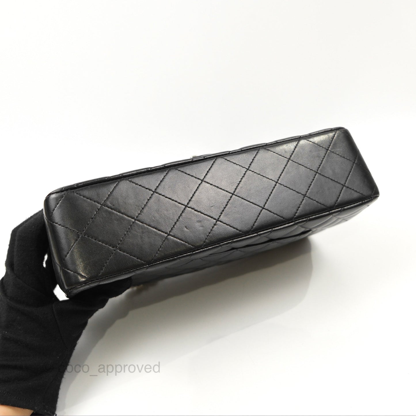 Chanel Classic M/L Medium Flap Quilted Black Lambskin Silver Hardware