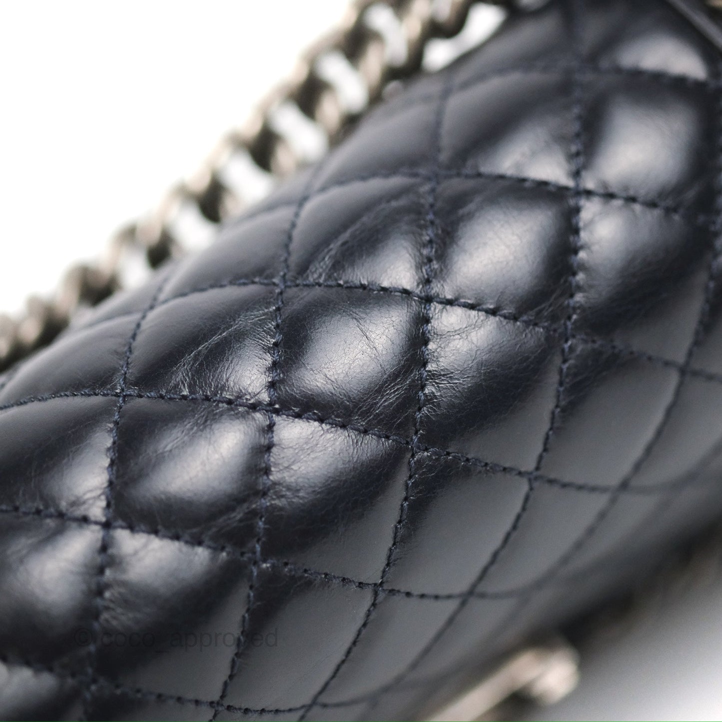 Chanel Small Chain Around Boy Dark Navy Glazed Calfskin Ruthenium Hardware