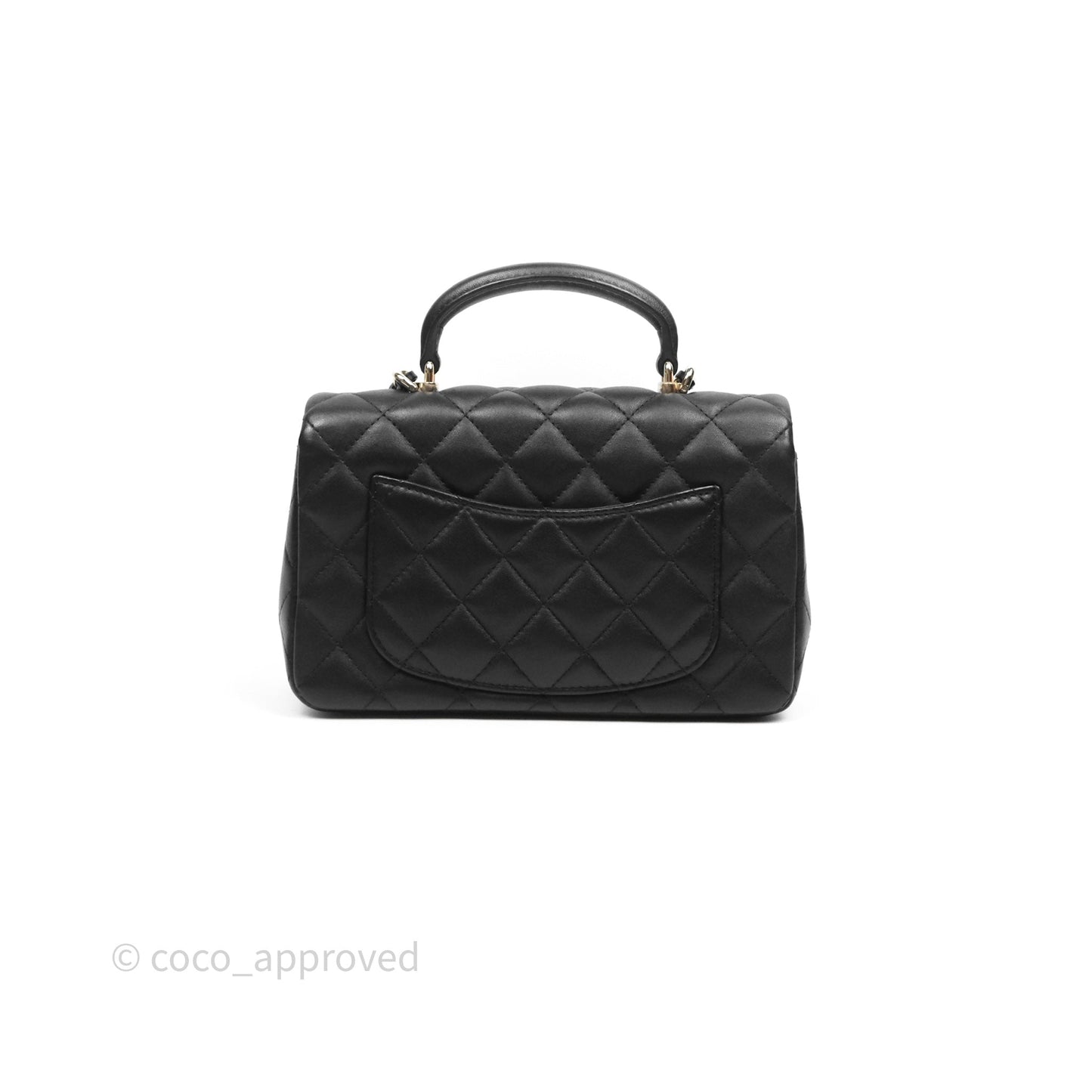 Chanel Top Handle Mini Rectangular Flap Black Lambskin Gold Hardware