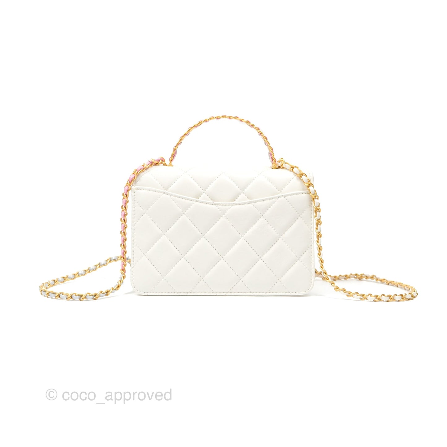 Chanel Rainbow Top Handle Flap Bag White Glazed Lambskin 23P