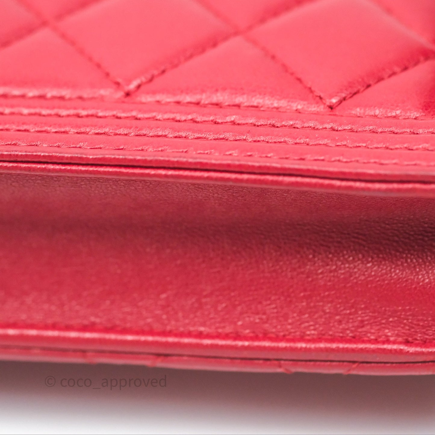 Chanel Boy Wallet on Chain WOC Red Lambskin Ruthenium Hardware