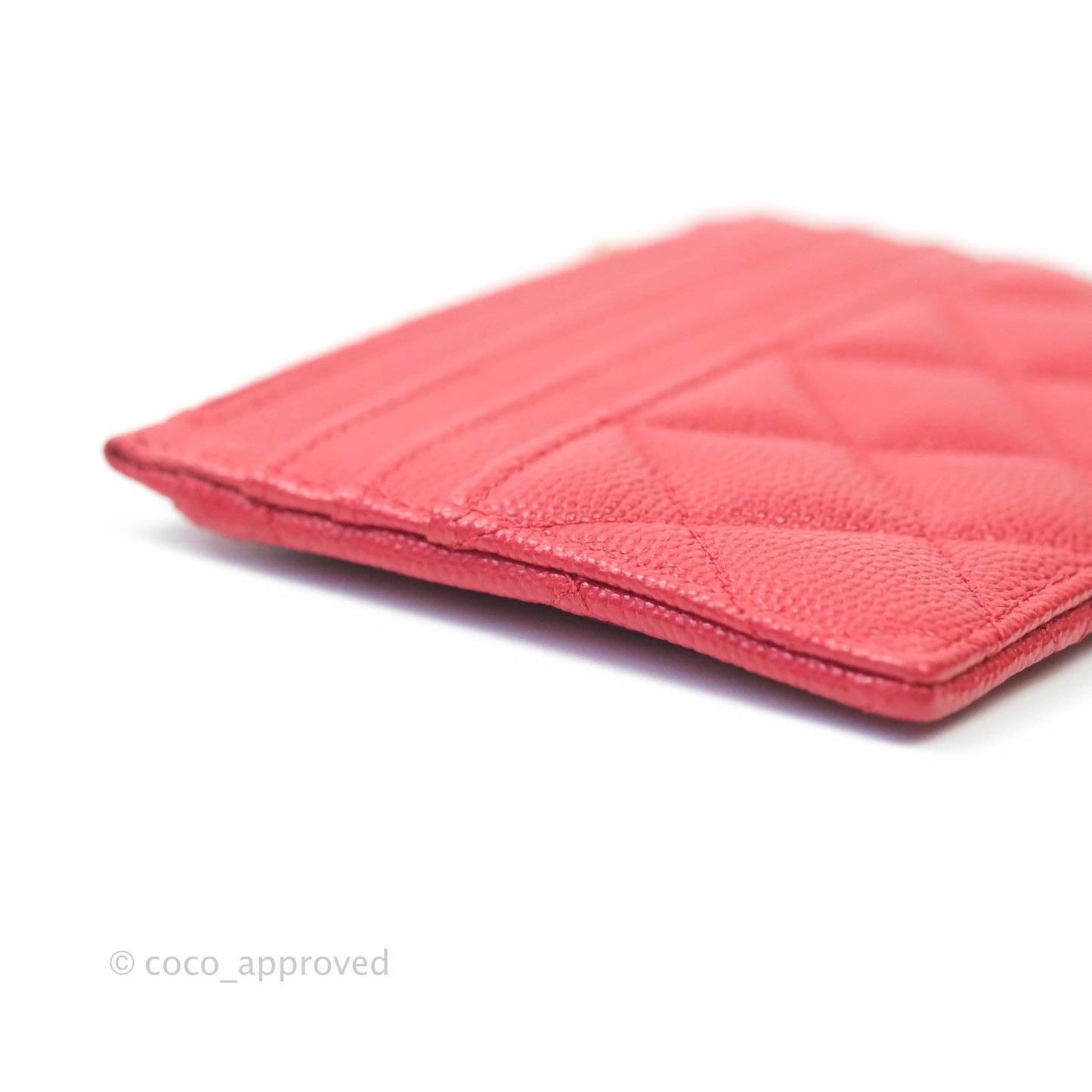 Chanel Quilted CC Zipped Card Holder Caviar Red Gold Hardware