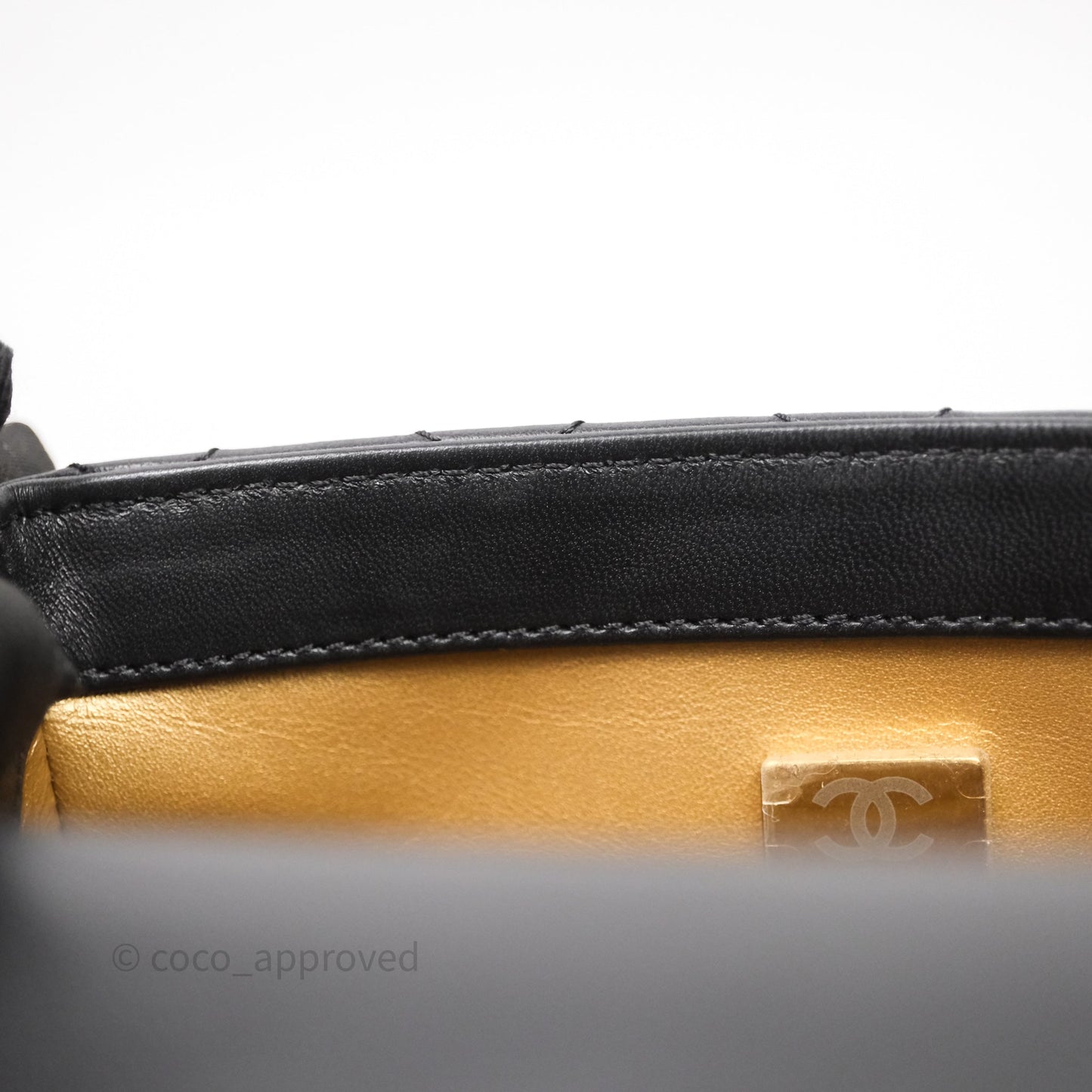 Chanel Pearl Crush Mini Square Quilted Black Lambskin Aged Gold Hardware