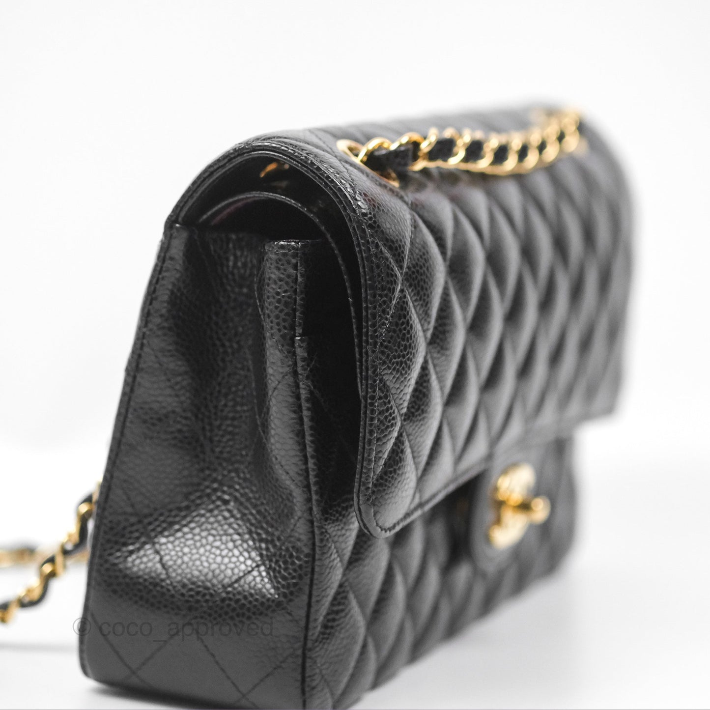 Chanel Classic M/L Medium Flap Quilted Black Caviar Gold Hardware