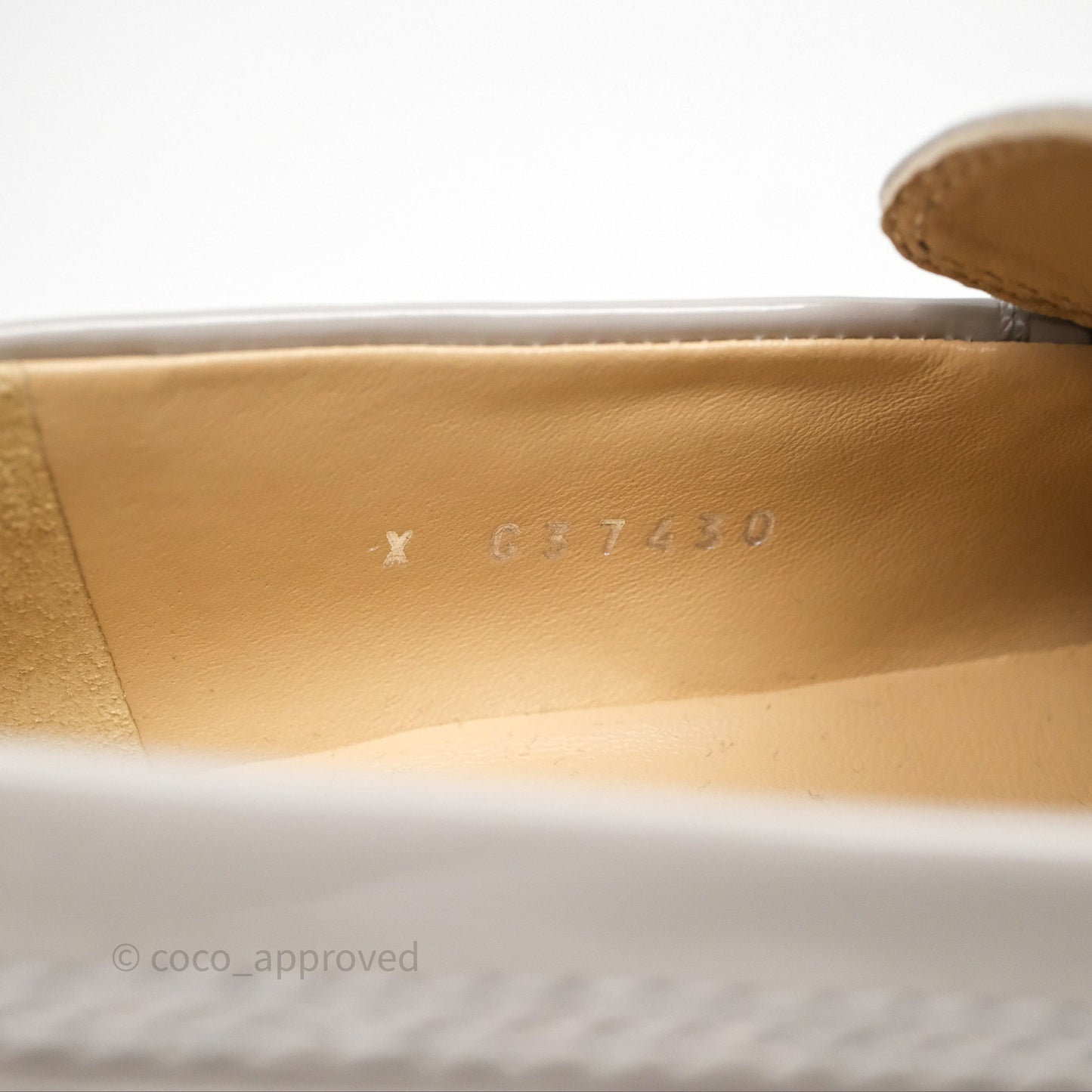Chanel Patent Calfskin Light Grey Loafers 23A Size 37