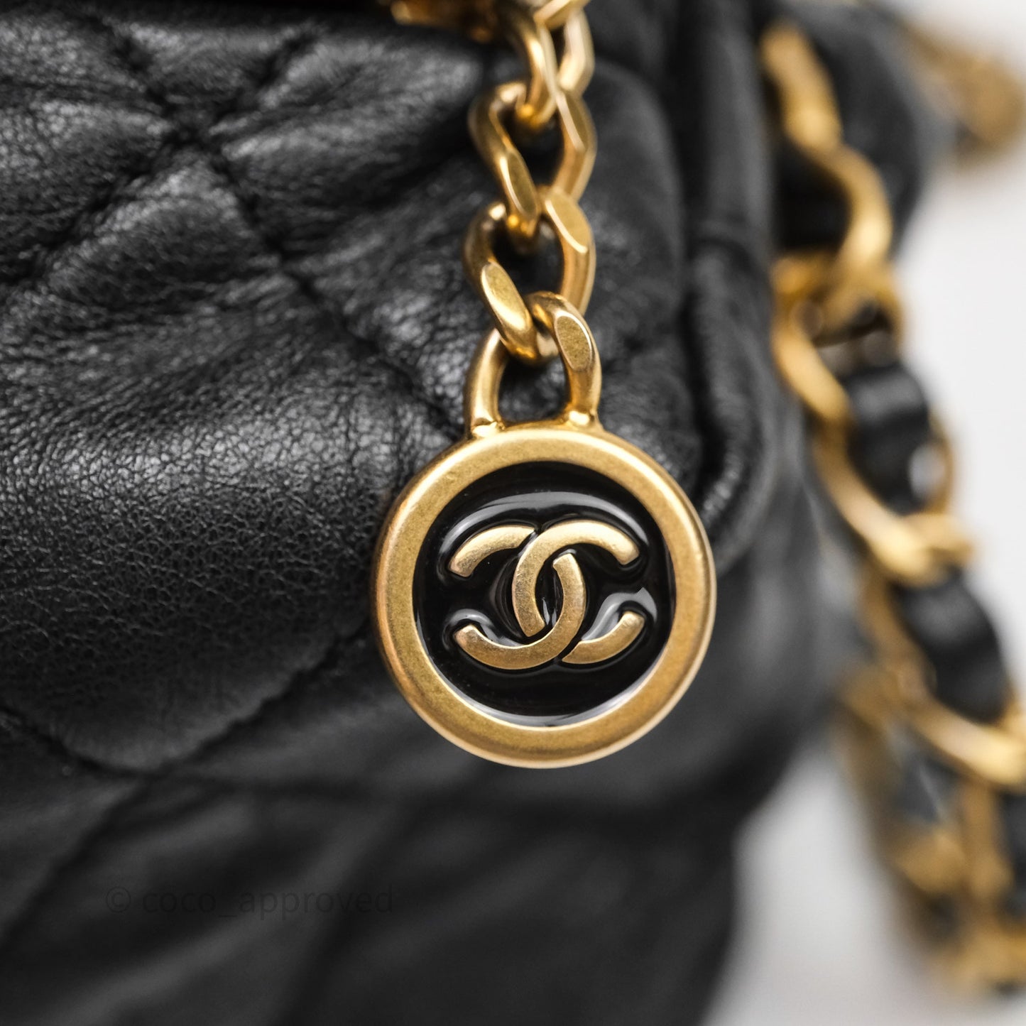 Chanel Small Hobo Bag Crumpled Black Lambskin Aged Gold Hardware