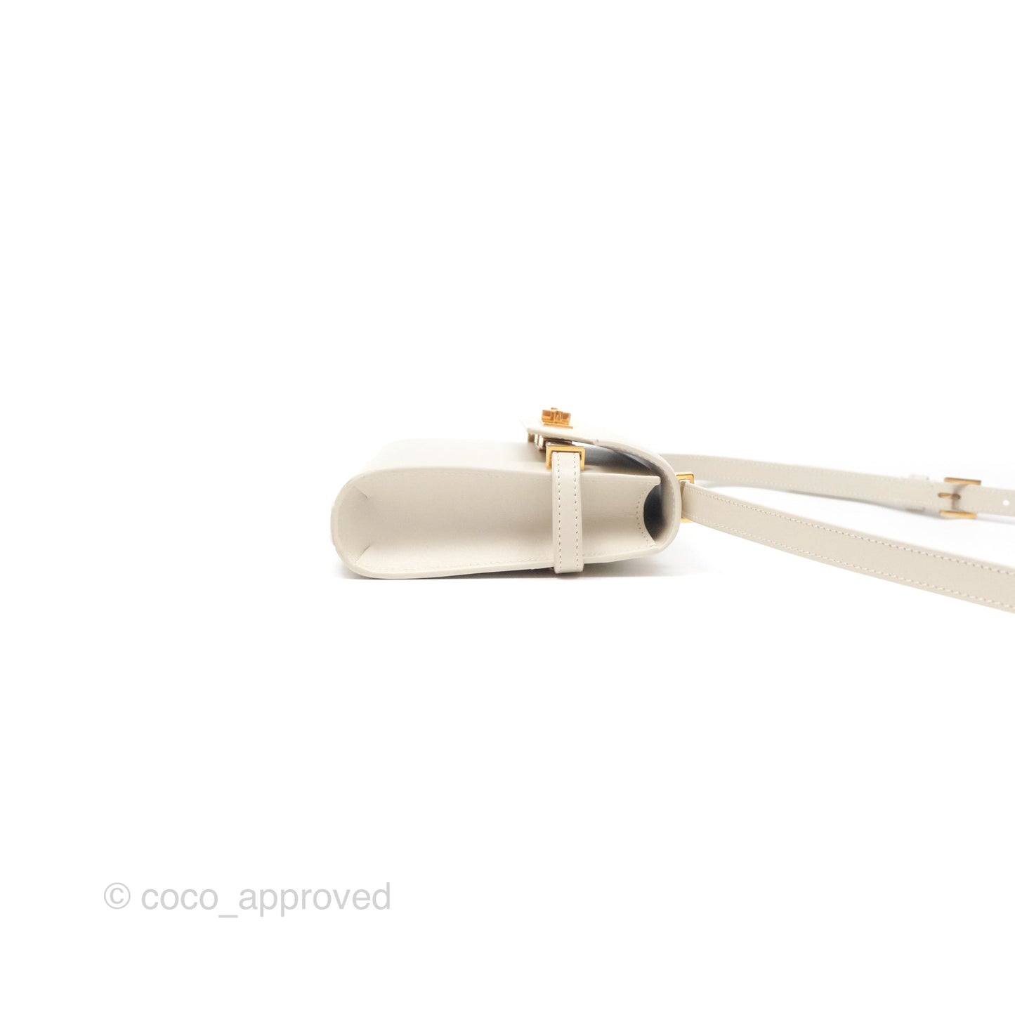 Saint Laurent Mini Manhattan Box Calfskin Blanc Vintage Gold Hardware