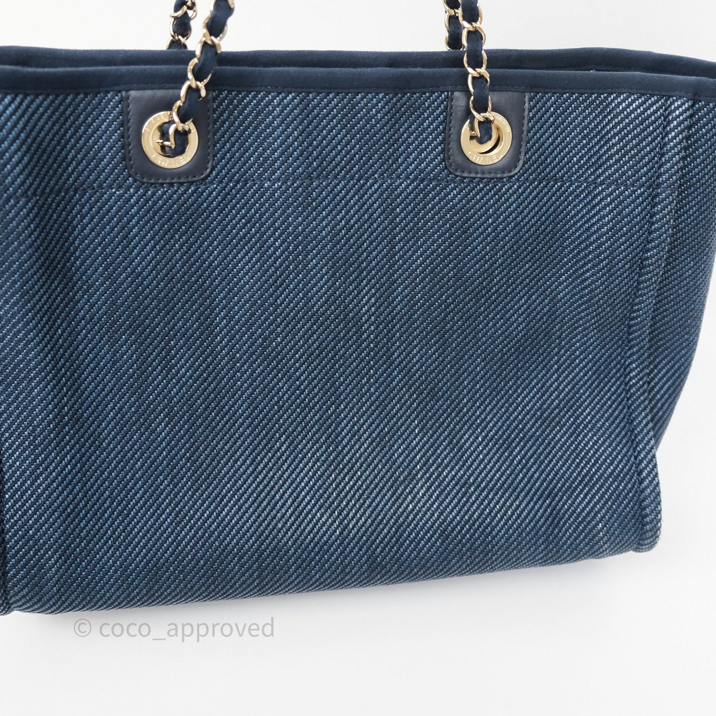 Chanel Medium Deauville Tote Navy Raffia Gold Hardware