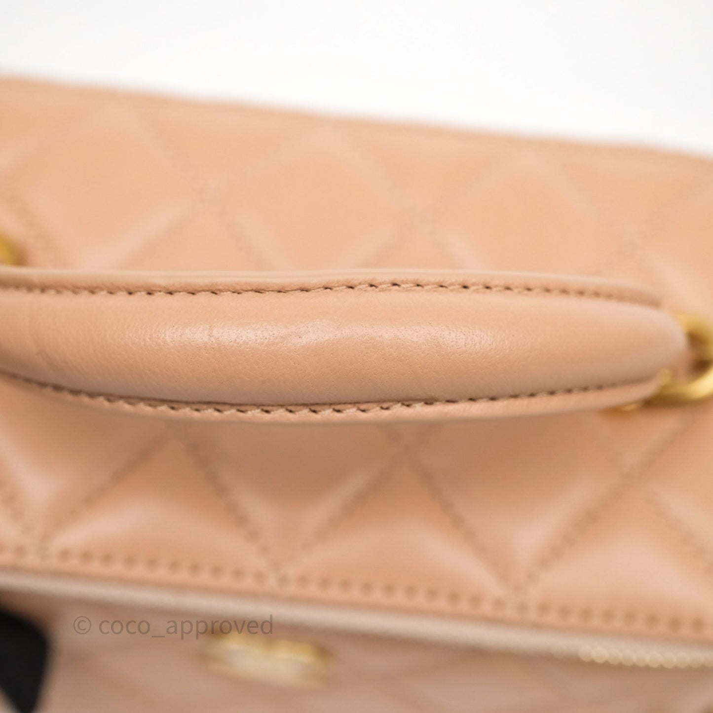 Chanel Top Handle Vanity Lambskin Beige Bag Gold Hardware