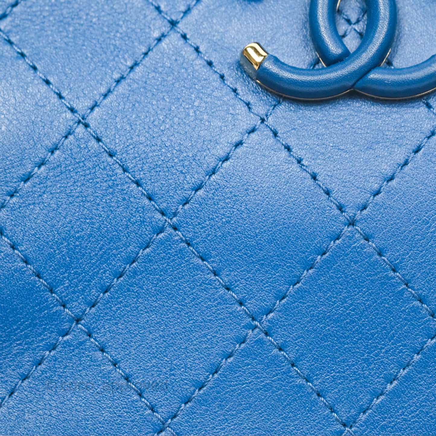 Chanel Stitched Camera Case Bag Blue Calfskin Gold Hardware