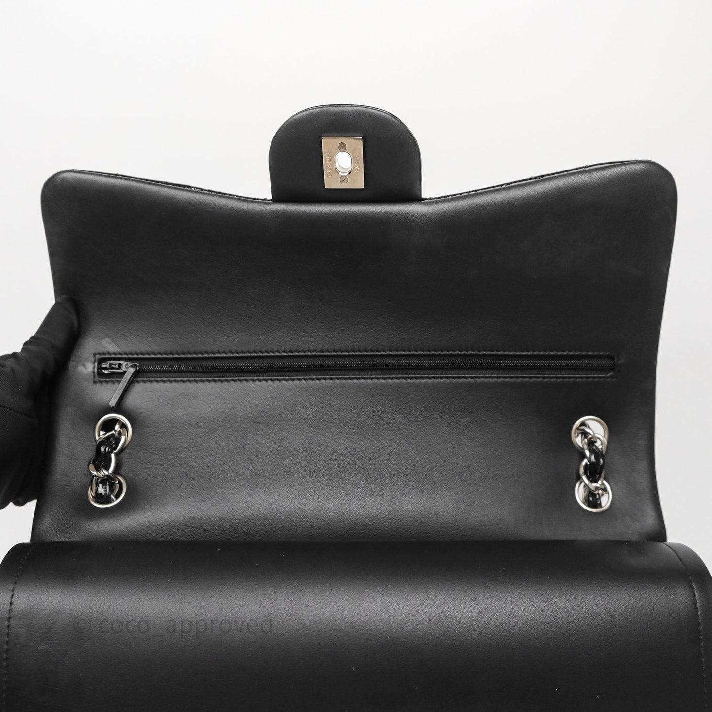 Chanel Jumbo Double Flap Black Patent Silver Hardware⁣⁣