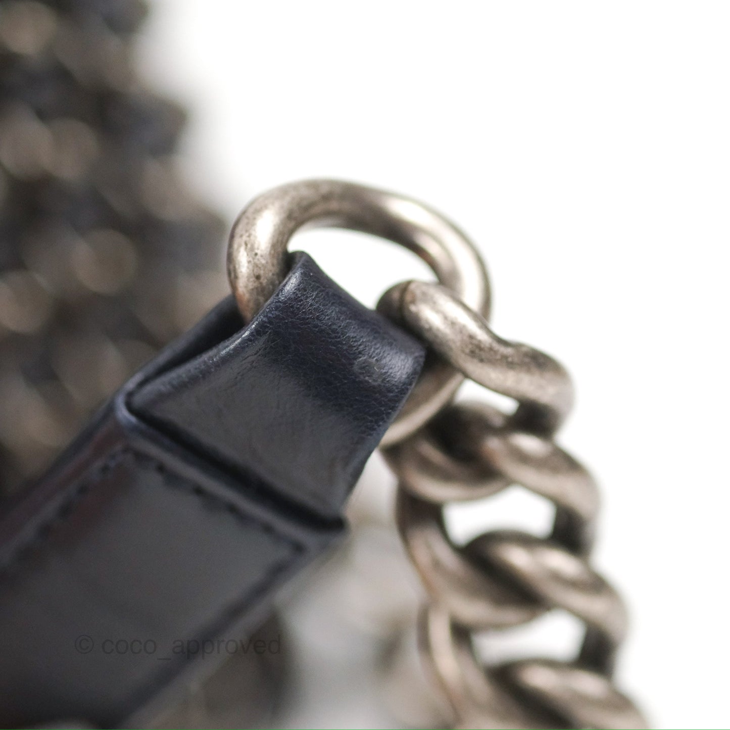 Chanel Small Chain Around Boy Dark Navy Glazed Calfskin Ruthenium Hardware
