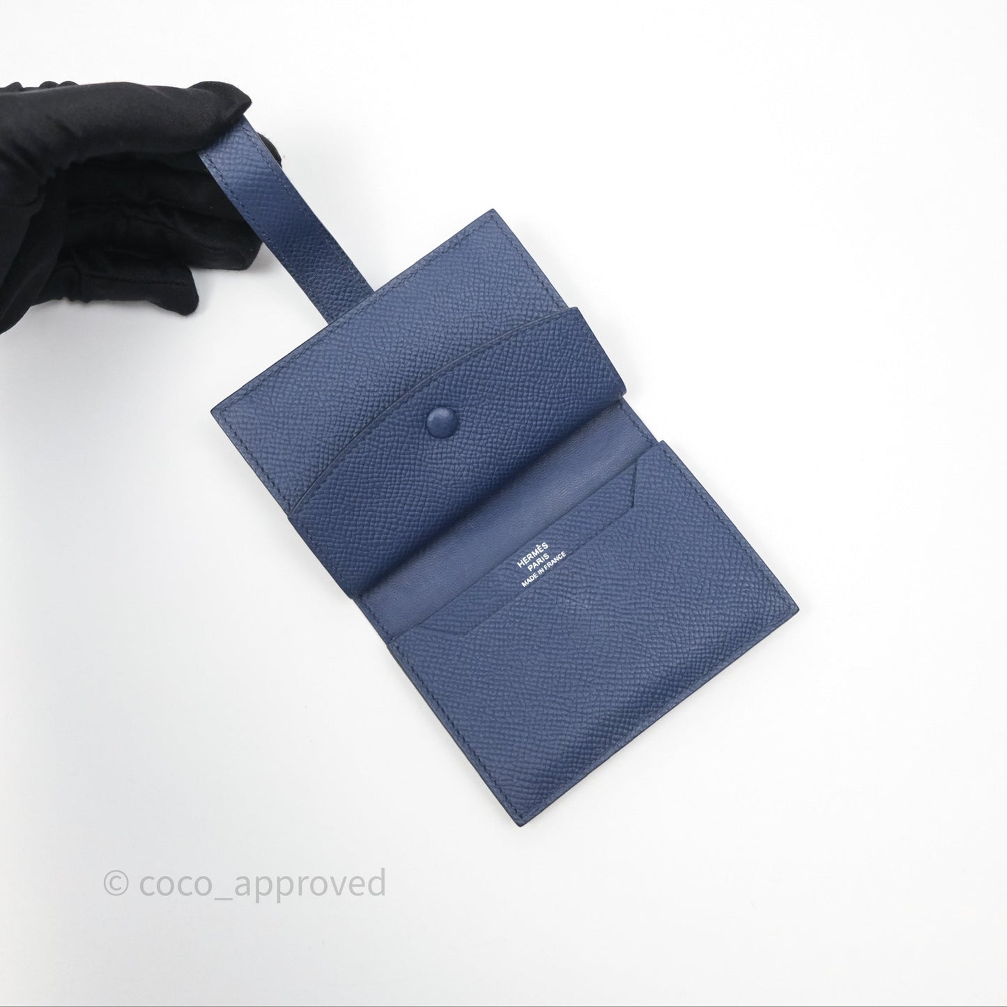 Hermès Bearn Mini Wallet Bleu Saphir 73 Epsom Palladium Hardware