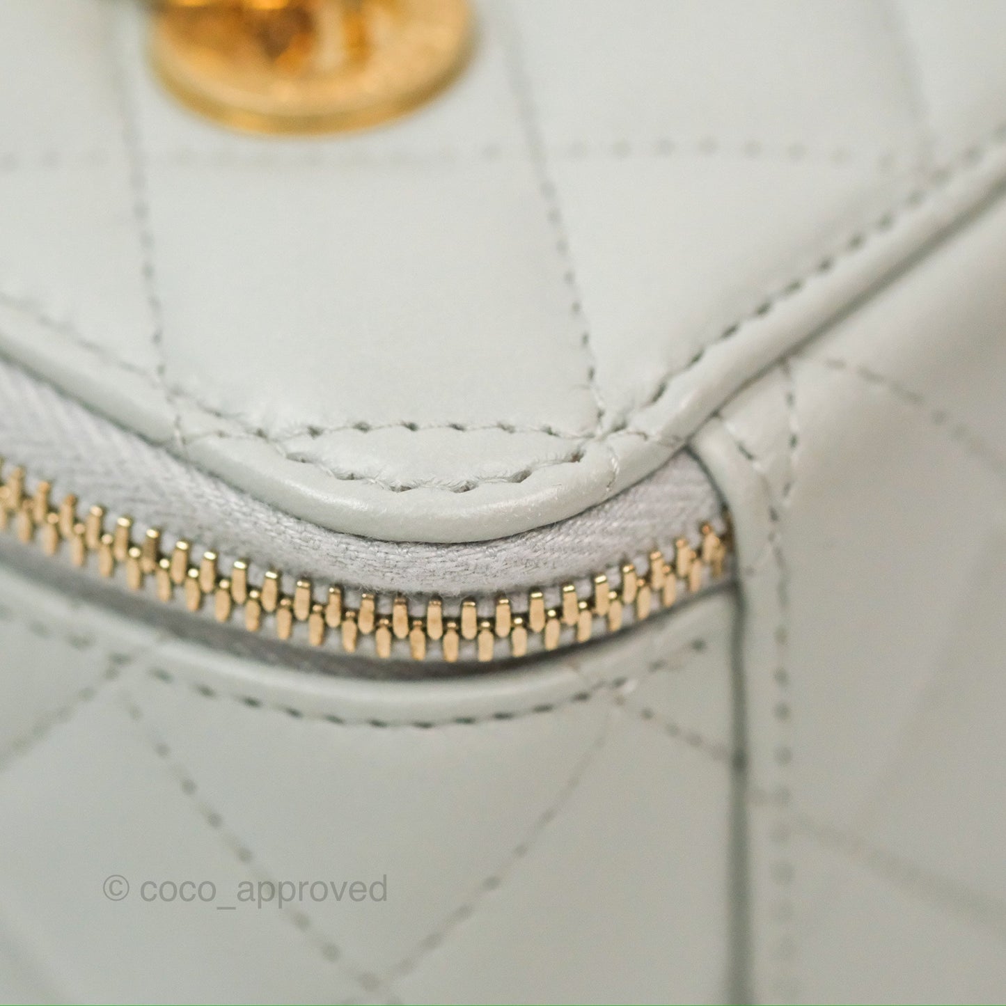 Chanel Quilted Vanity Rectangular with Chain Grey Blue Lambskin Gold Hardware