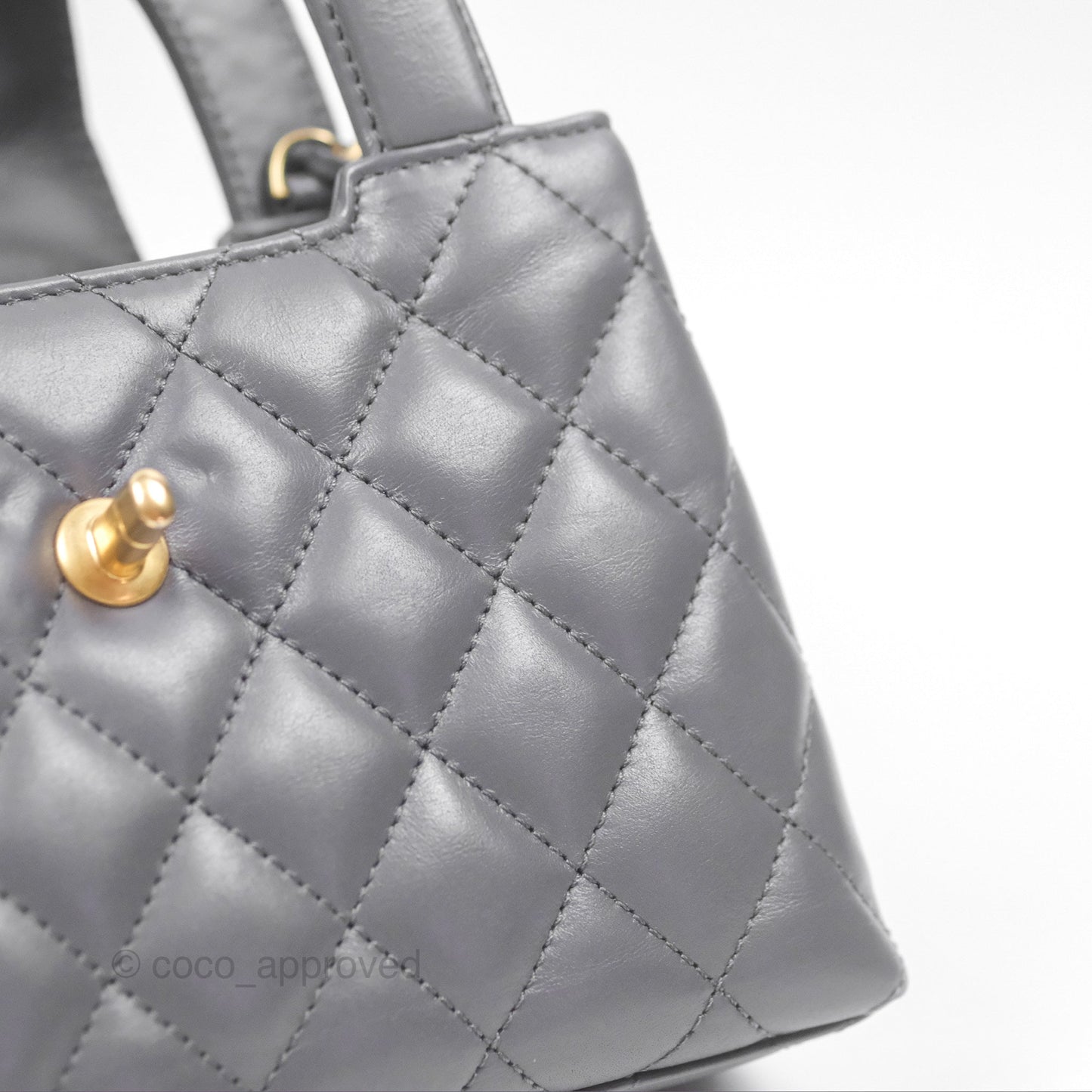 Chanel Kelly Bag Quilted Grey Shiny Calfskin Aged Gold Hardware
