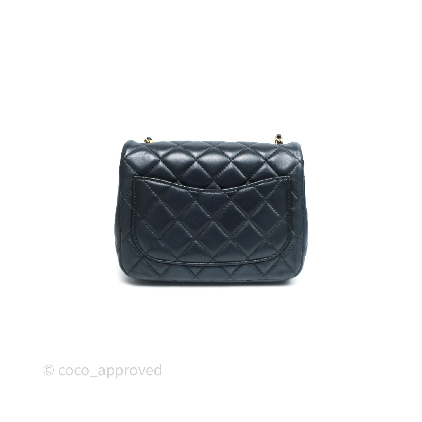 Chanel Pearl Crush Mini Square Quilted Black Lambskin Aged Gold Hardware