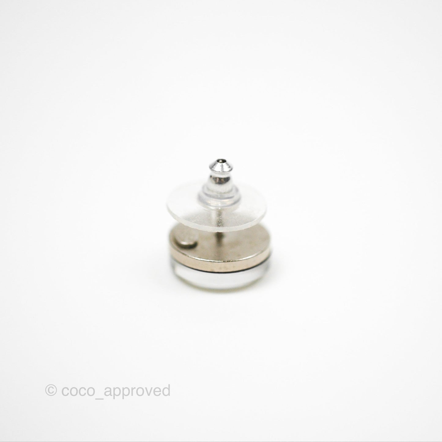 Chanel CC Resin Round Earrings White/ Silver Tone 05V
