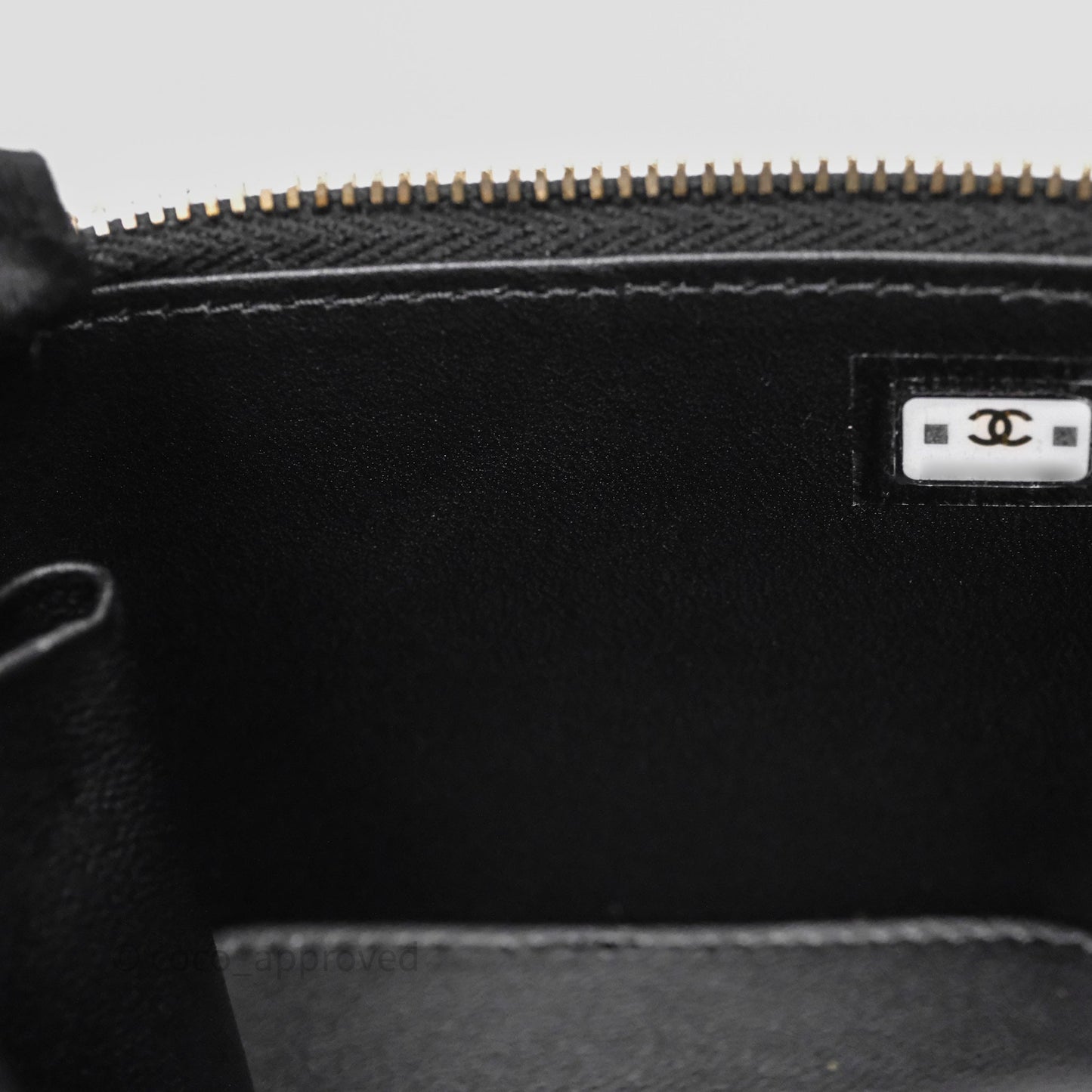 Chanel Mini Vanity With Double Chain Black Lambskin Aged Gold Hardware