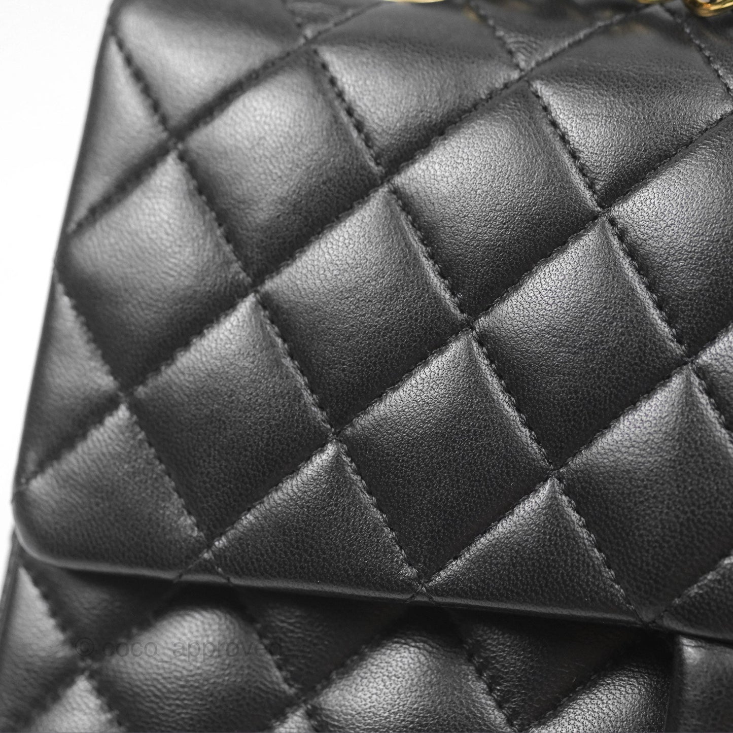 Chanel Classic M/L Medium Flap Quilted Black Lambskin Gold Hardware