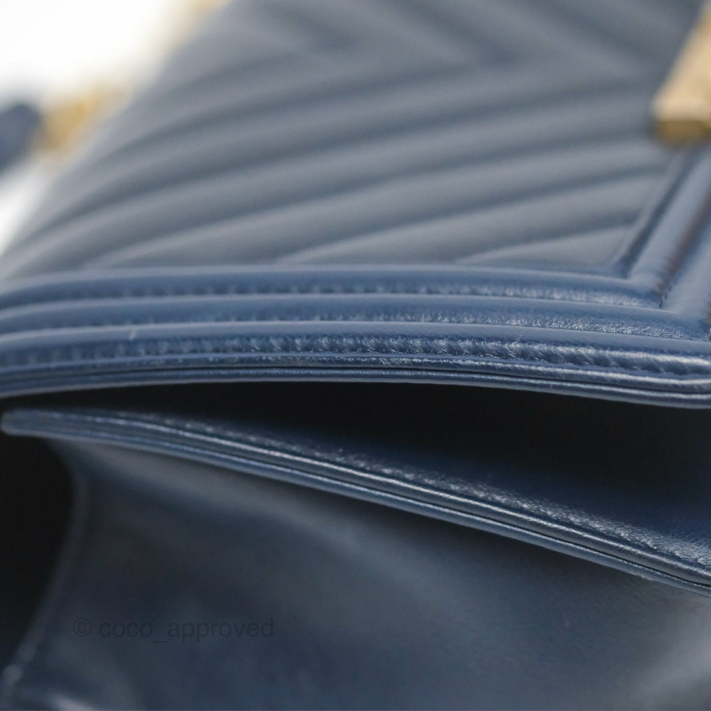 Chanel Medium Boy Chevron Navy Calfskin Aged Gold Hardware