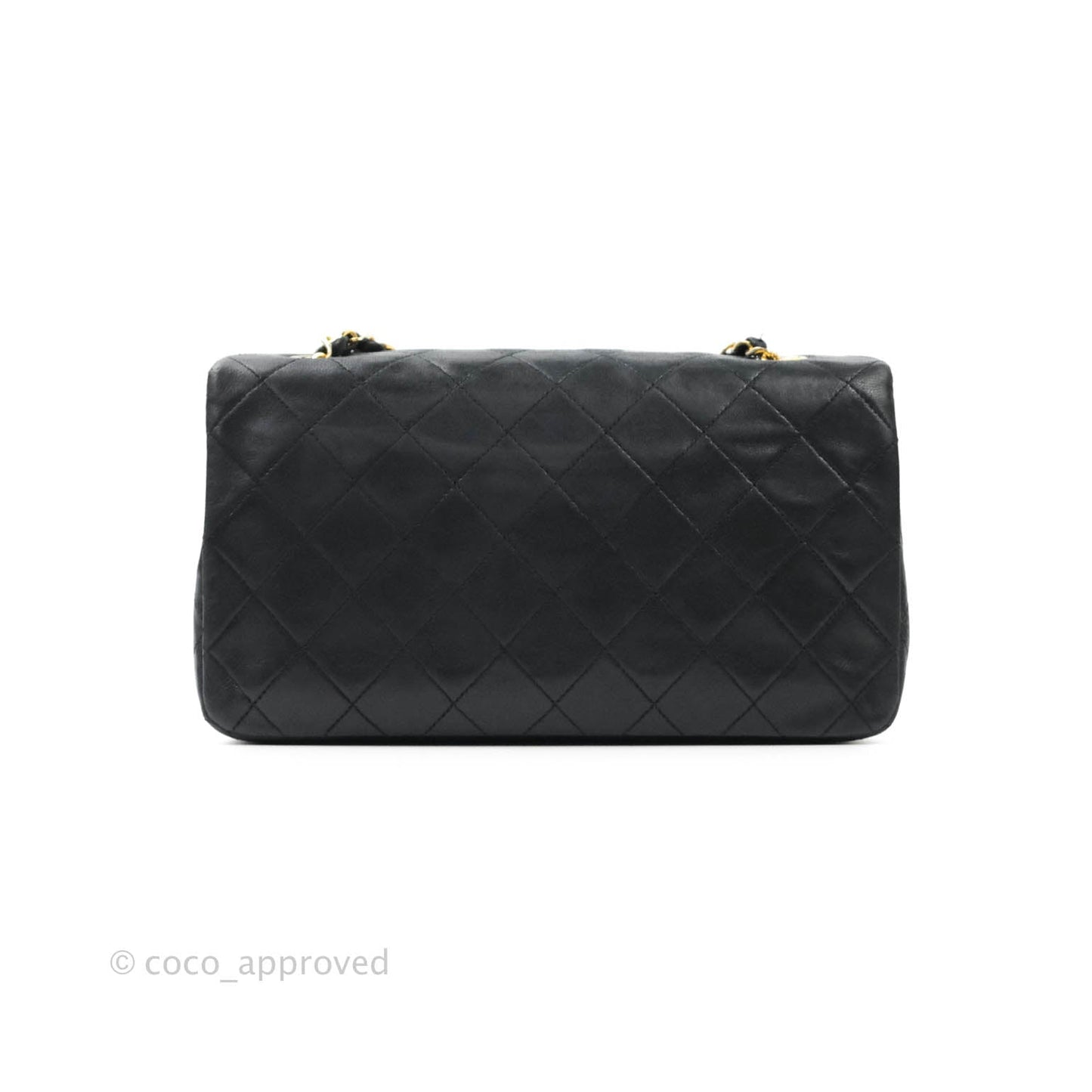 Chanel Vintage Small Single Full Flap Bag Black Lambskin 24K Gold Hardware