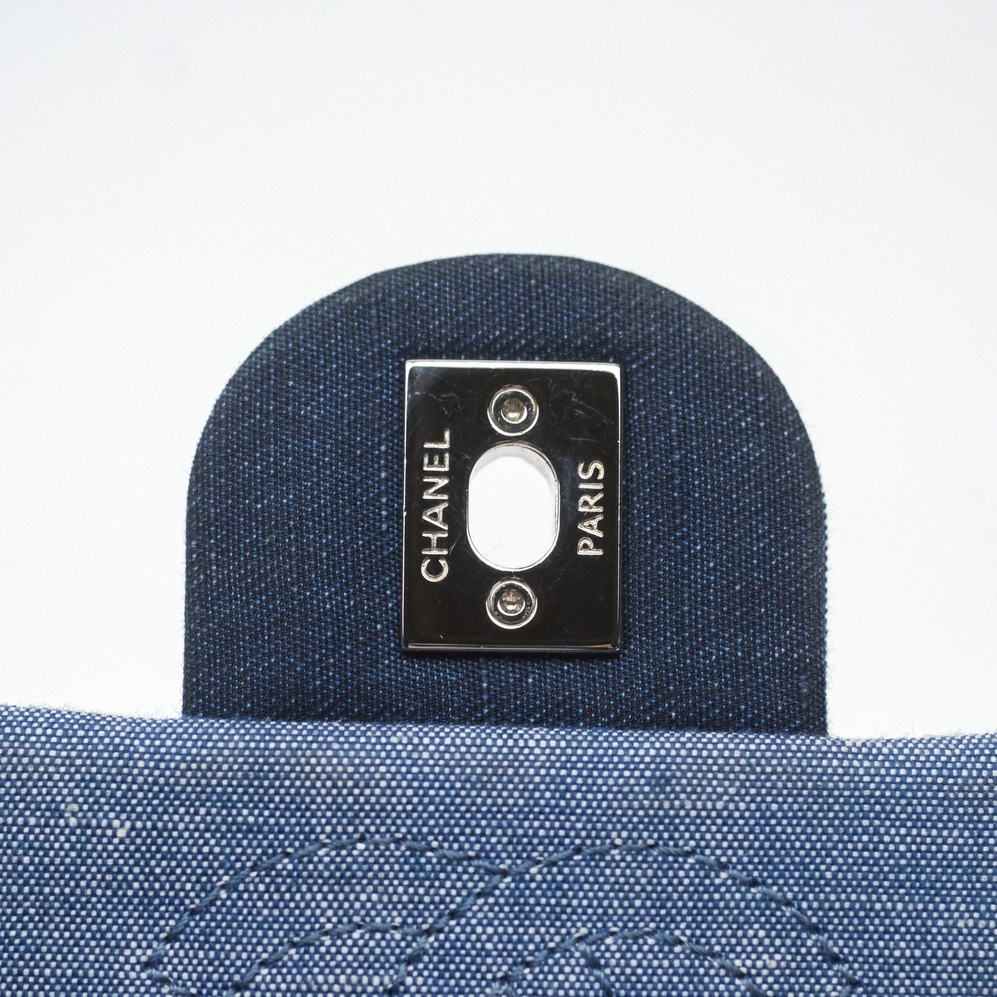 Chanel Quilted Mini Medallion Graphic Denim Blue Silver Hardware