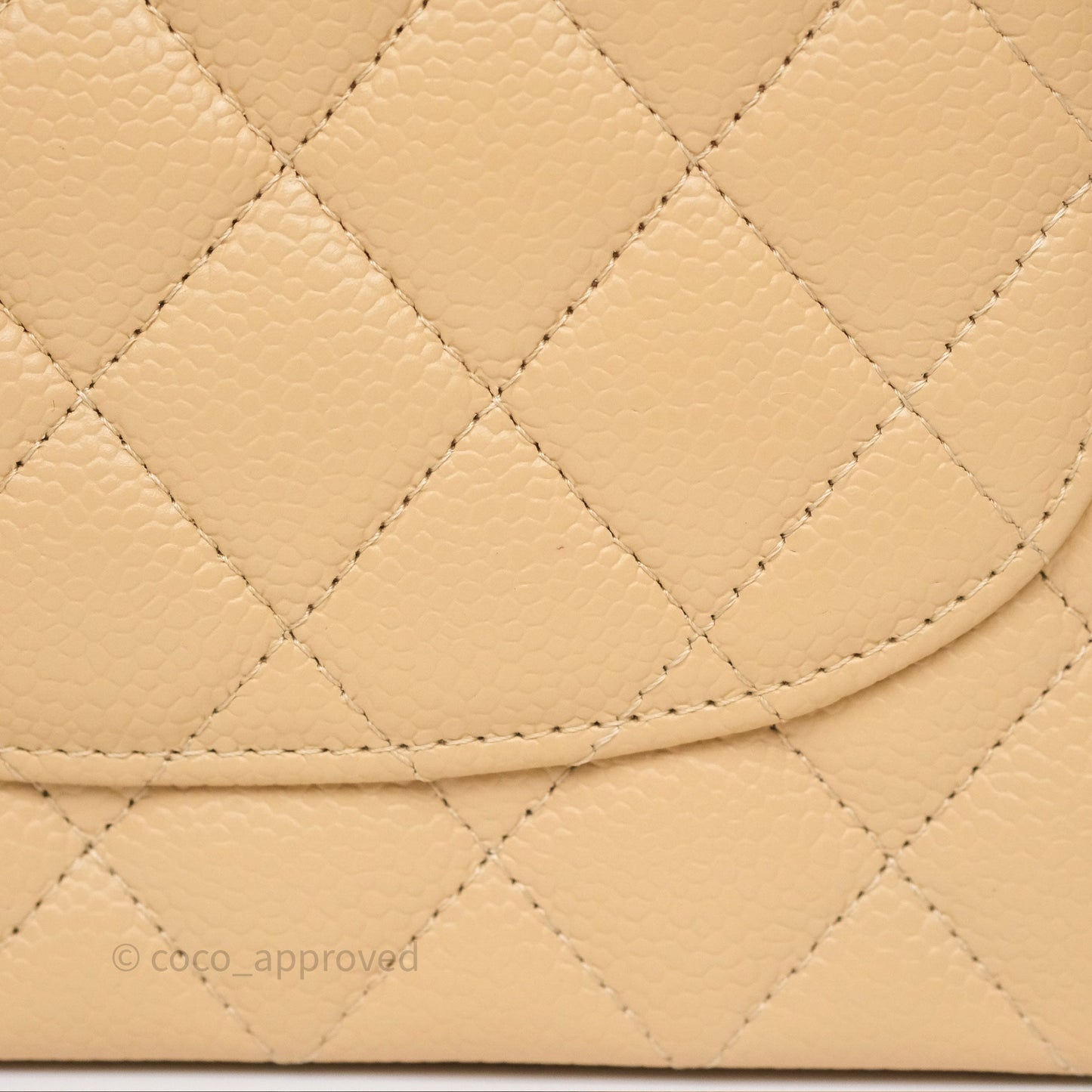 Chanel M/L Medium Classic Flap Quilted Beige Caviar Gold Hardware